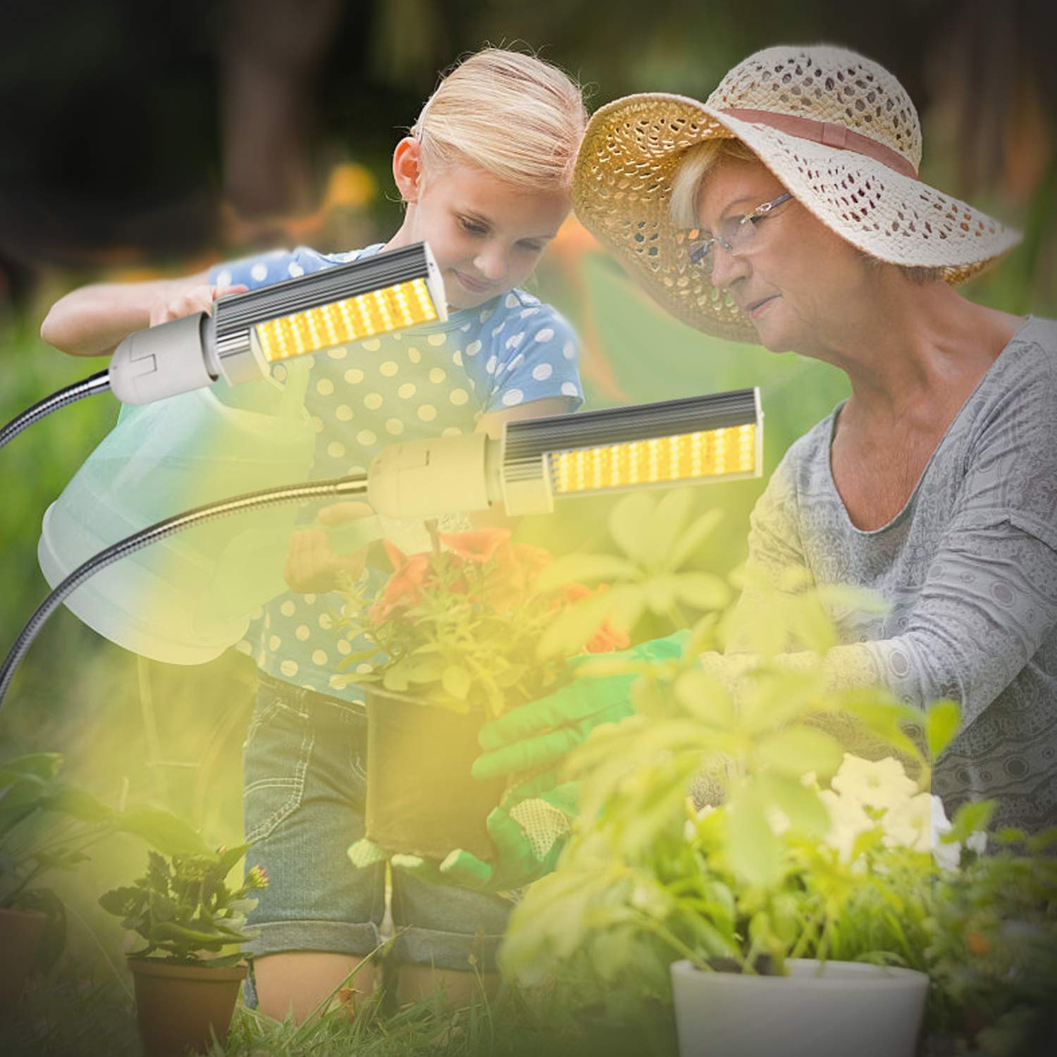 50W & 100 LED Growth Lamp- Full Spectrum, 2-Switch, 360 Degree Flexible Gooseneck, For Indoor Greenhouse Plants