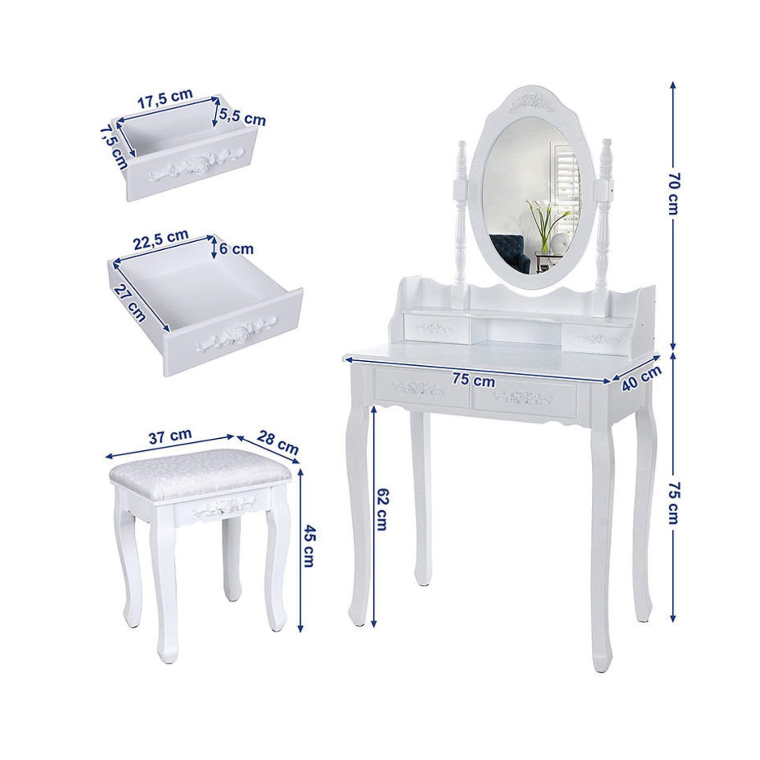Viscologic Pearl Wooden Mirrored Makeup Vanity Table Best Canada Viscologic Pearl Wooden Mirrored Makeup, Viscologic Pearl Wooden Mirrored Makeup Vanity Table White