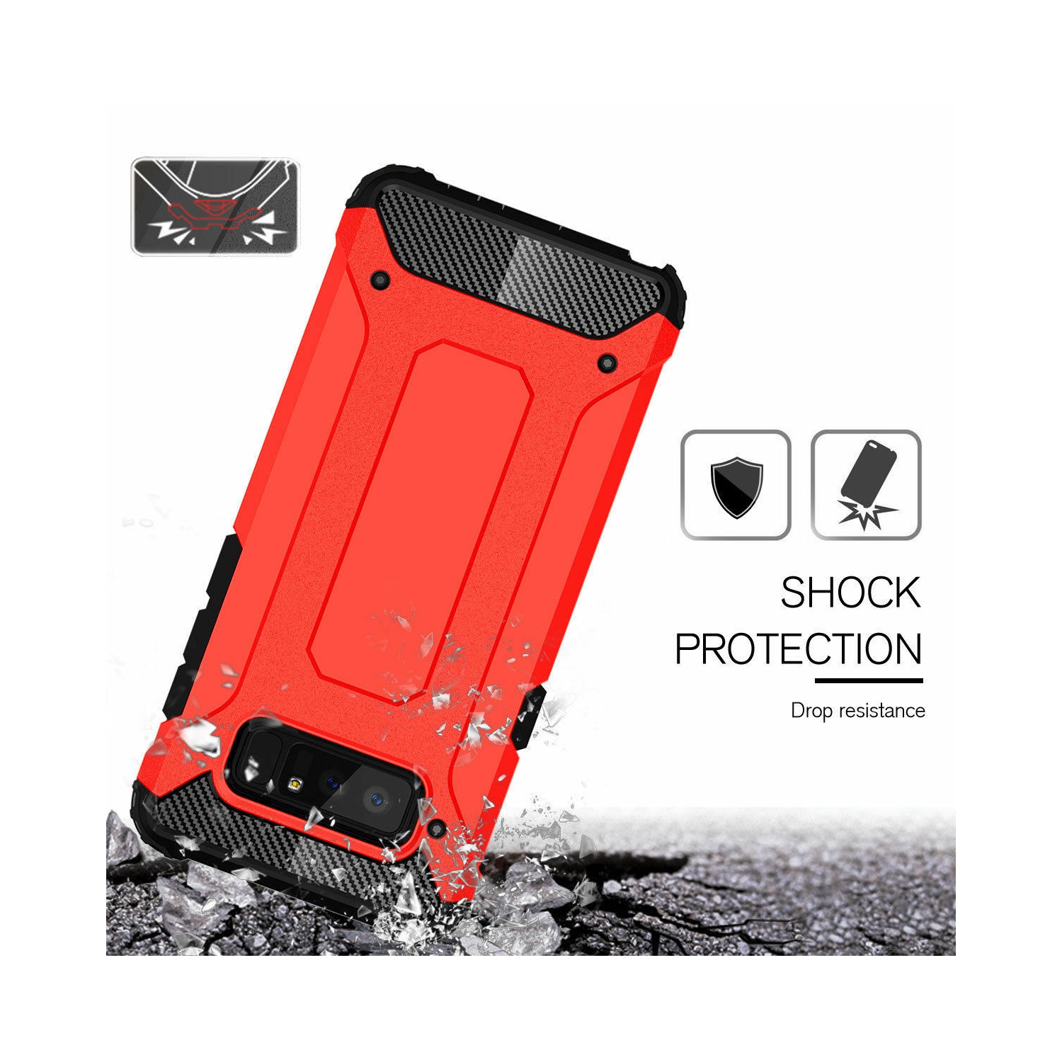 Hybrid Armor Shockproof Rugged Bumper Case For SAMSUNG Galaxy S8 Plus (Red)