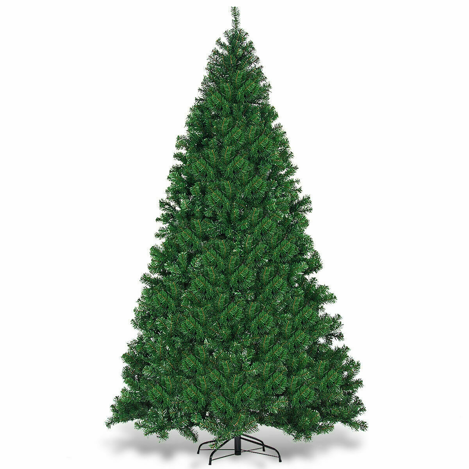 Costway 9Ft Pre-Lit PVC Artificial Christmas Tree Hinged w/ 700 LED Lights & Stand Green