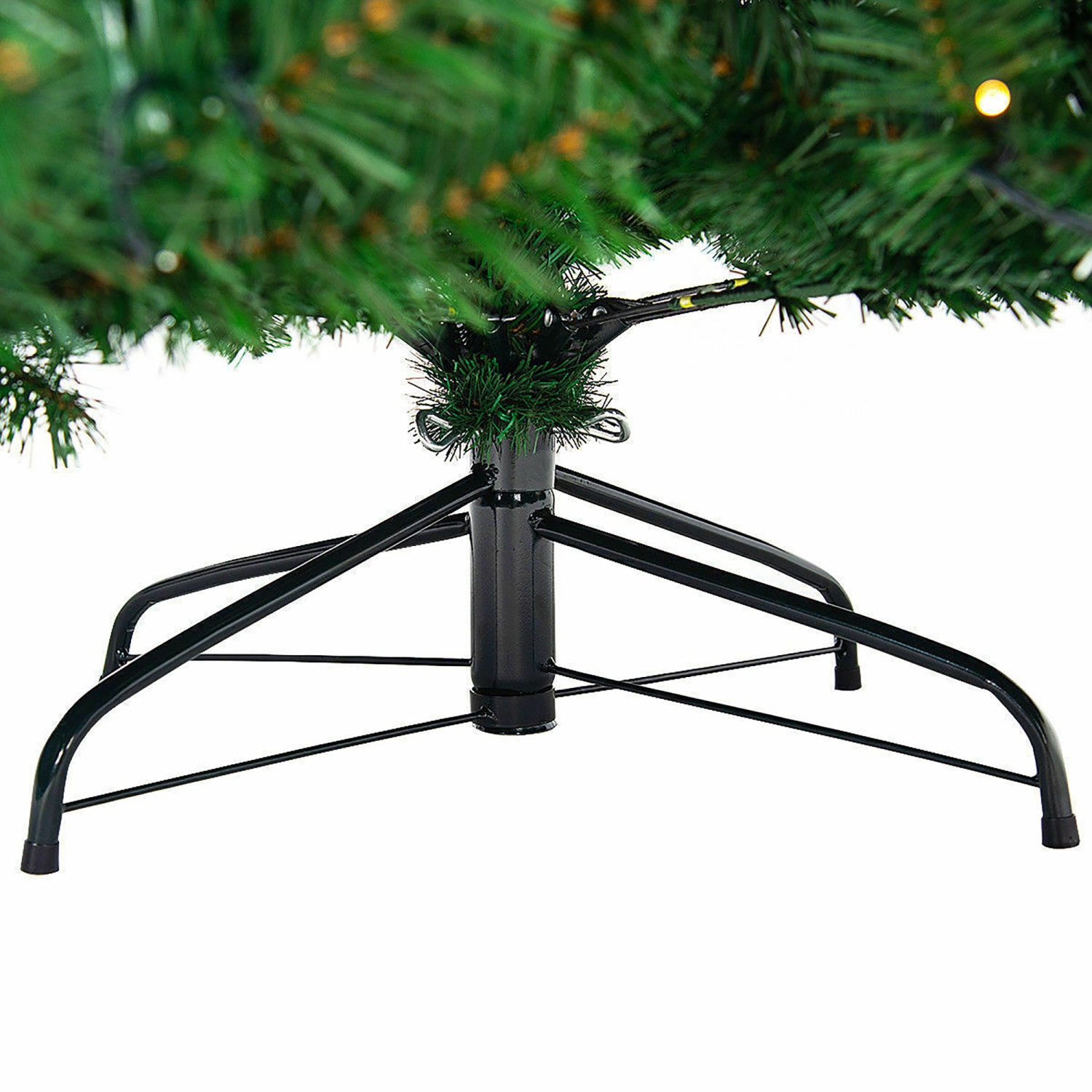 Costway 9Ft Pre-Lit PVC Artificial Christmas Tree Hinged w/ 700 LED Lights & Stand Green