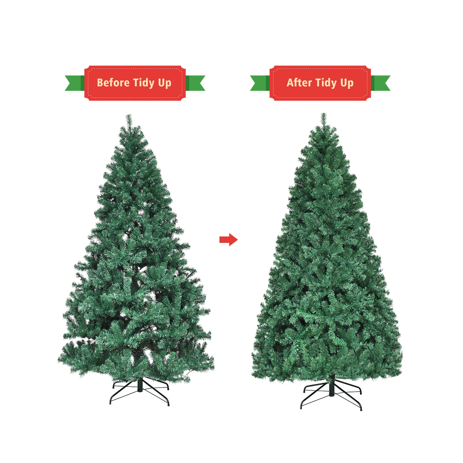 Costway 7.5Ft Pre-Lit Hinged PVC Artificial Christmas Tree w/ 400 LED Lights & Stand New