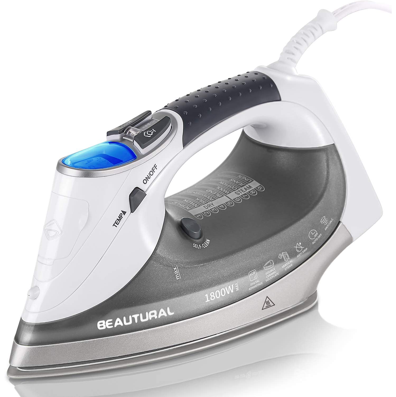 1800 Watt Steam Iron with Digital LCD 9 Presets Double Layer