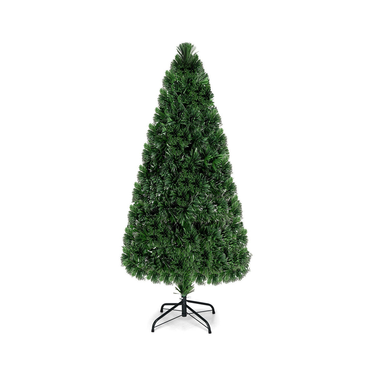 Costway 6Ft Pre-Lit Fiber Optic Artificial PVC Christmas Tree w/ Metal Stand