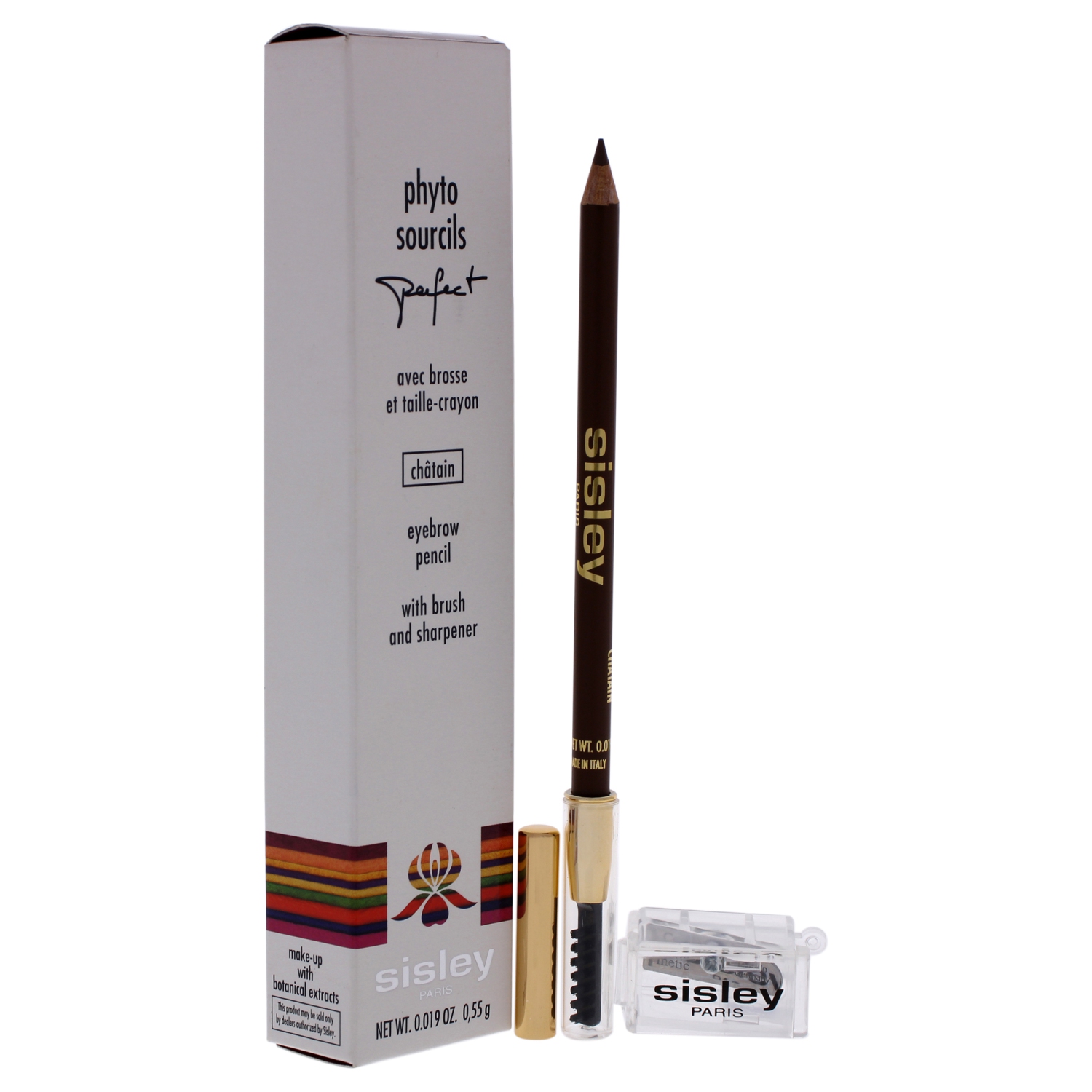 Phyto Sourcils Perfect Eyebrow Pencil With Brush and Sharpener - 2 Chatain by Sisley for Women - 0.019 oz Eyebrow Pencil
