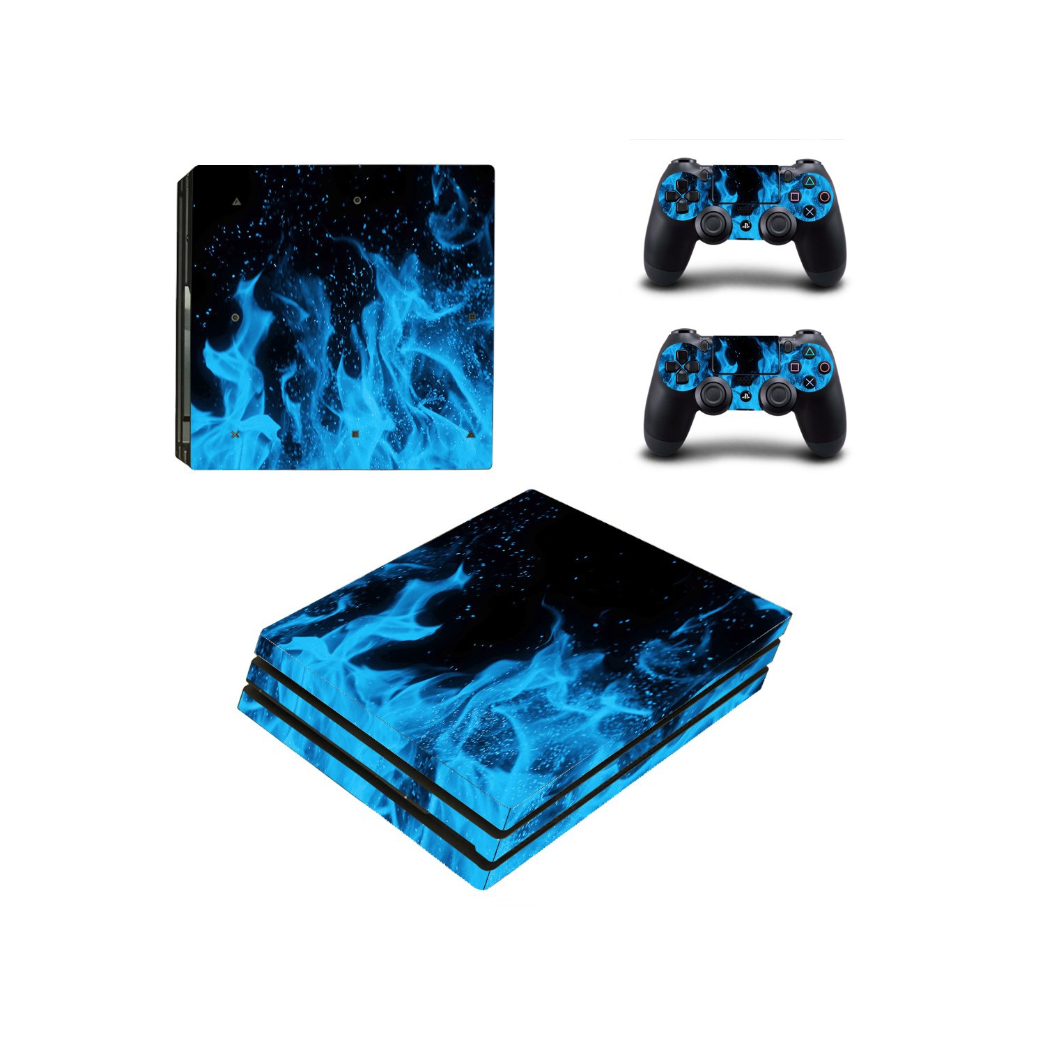 Vinyl Skin Sticker Decal Cover for Sony PlayStation PS4 PRO Console Blue Ice Flame Fire