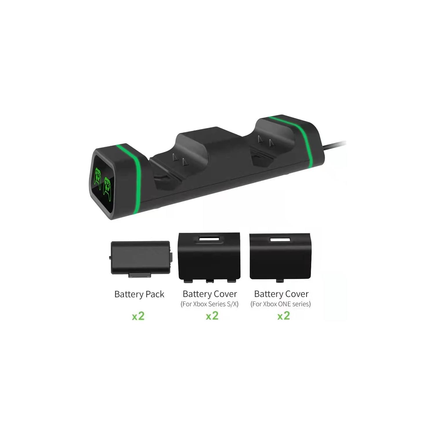 Controller Charger for Xbox One, Dual Xbox One/One S/One Elite Charging Station with 2 Rechargeable Battery Packs for Two Wireless Controllers Charge
