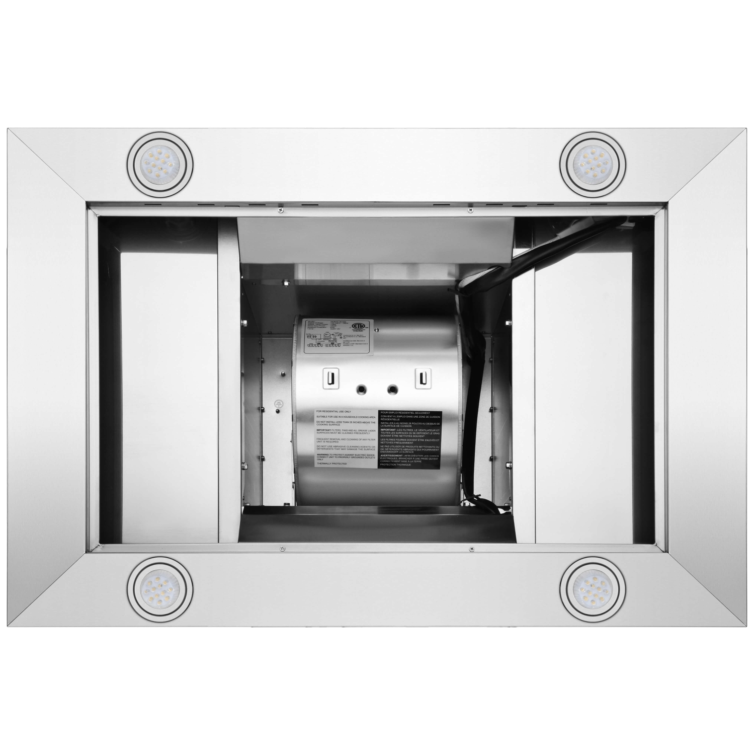 Hotte d’îlot de cuisine en acier inoxydable de 30 po et 760 pi3/min de Blue Ocean