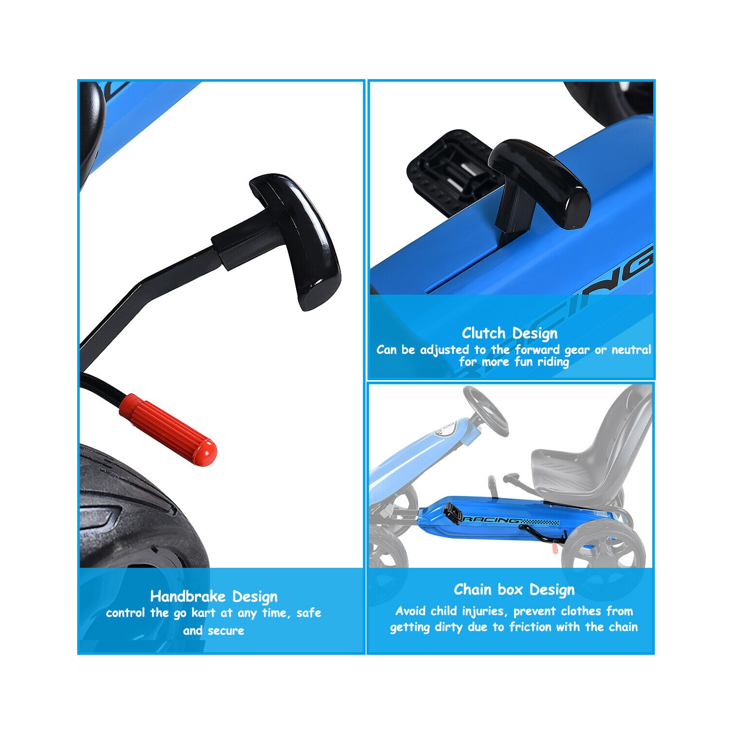 Costway Go Kart Kids Ride On Car Pedal Powered 4 Wheel Racer Stealth Outdoor Toy