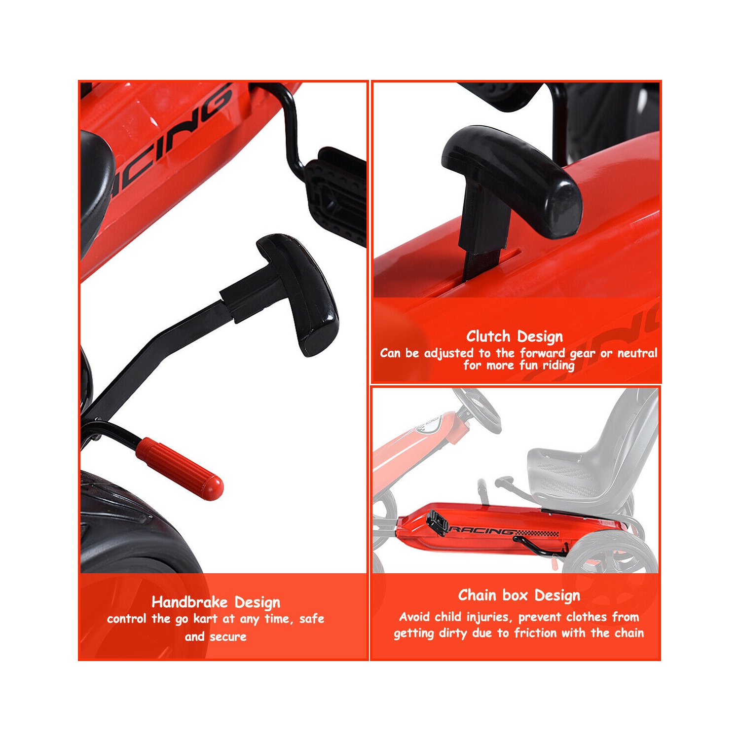 Go Kart Kids Ride On Car Pedal Powered 4 Wheel Racer Stealth Outdoor Toy