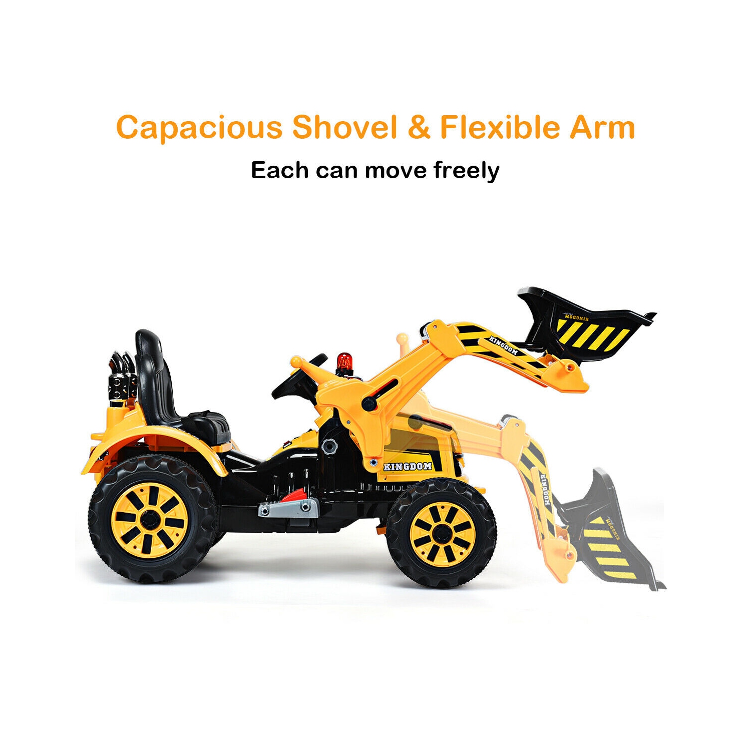 Costway 12V Battery Powered Kids Ride On Excavator Truck With Front Loader Digger Yellow