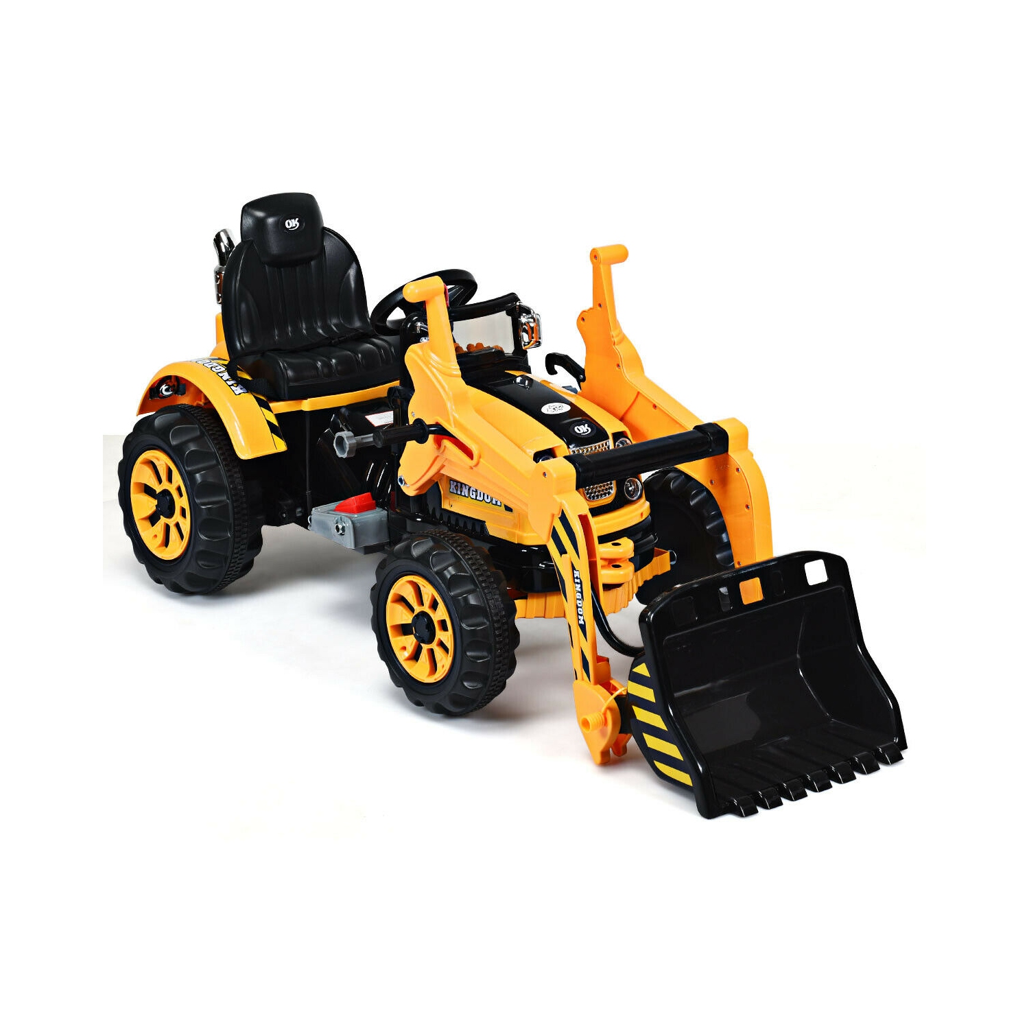 Costway 12V Battery Powered Kids Ride On Excavator Truck With Front Loader Digger Yellow