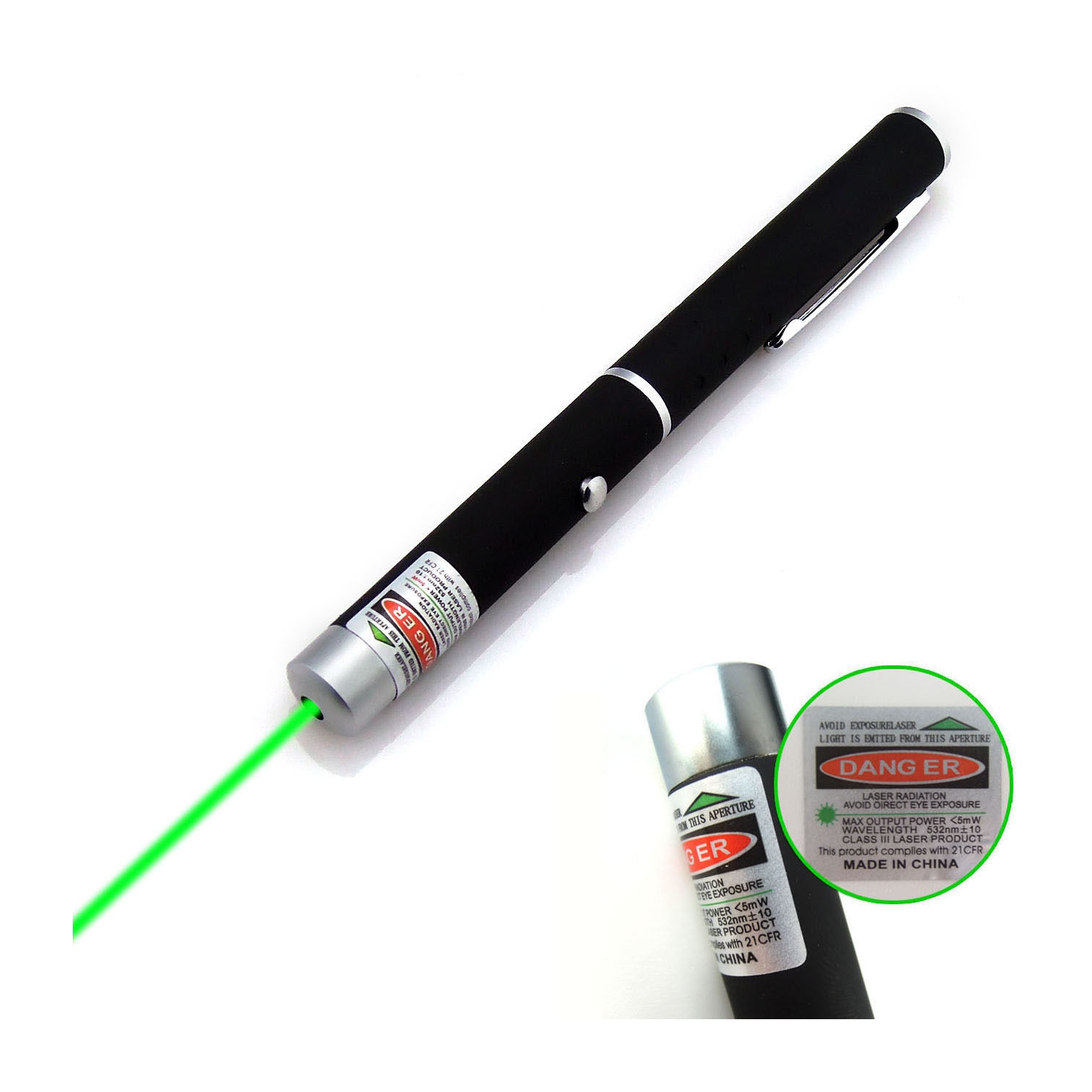 Puissant pointeur laser vert, lumière de faisceau visible, 5 mW laser,  puissance élevée, 532n RF