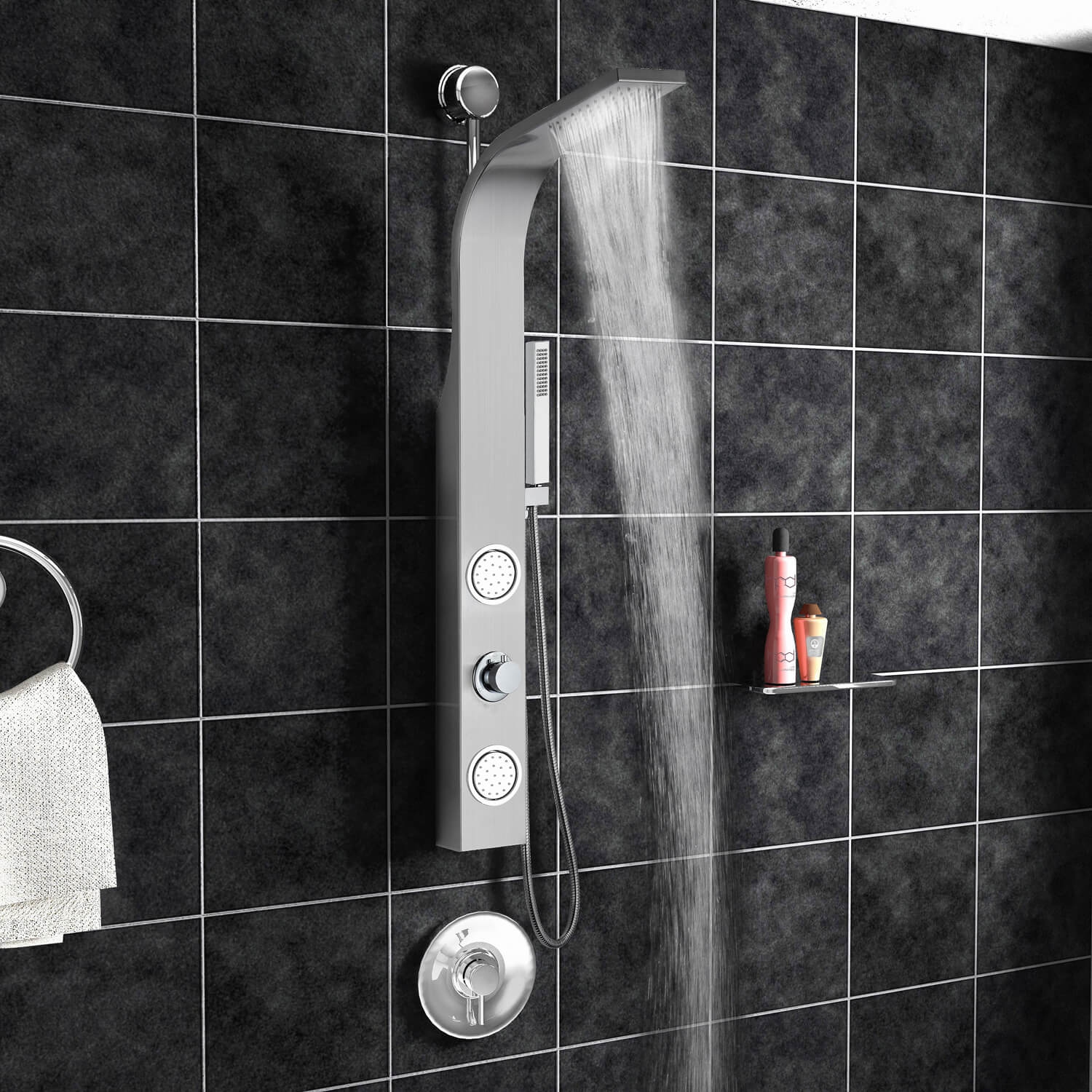 Blue Ocean 44” Stainless Steel Retrofit Shower Panel with Shower Head