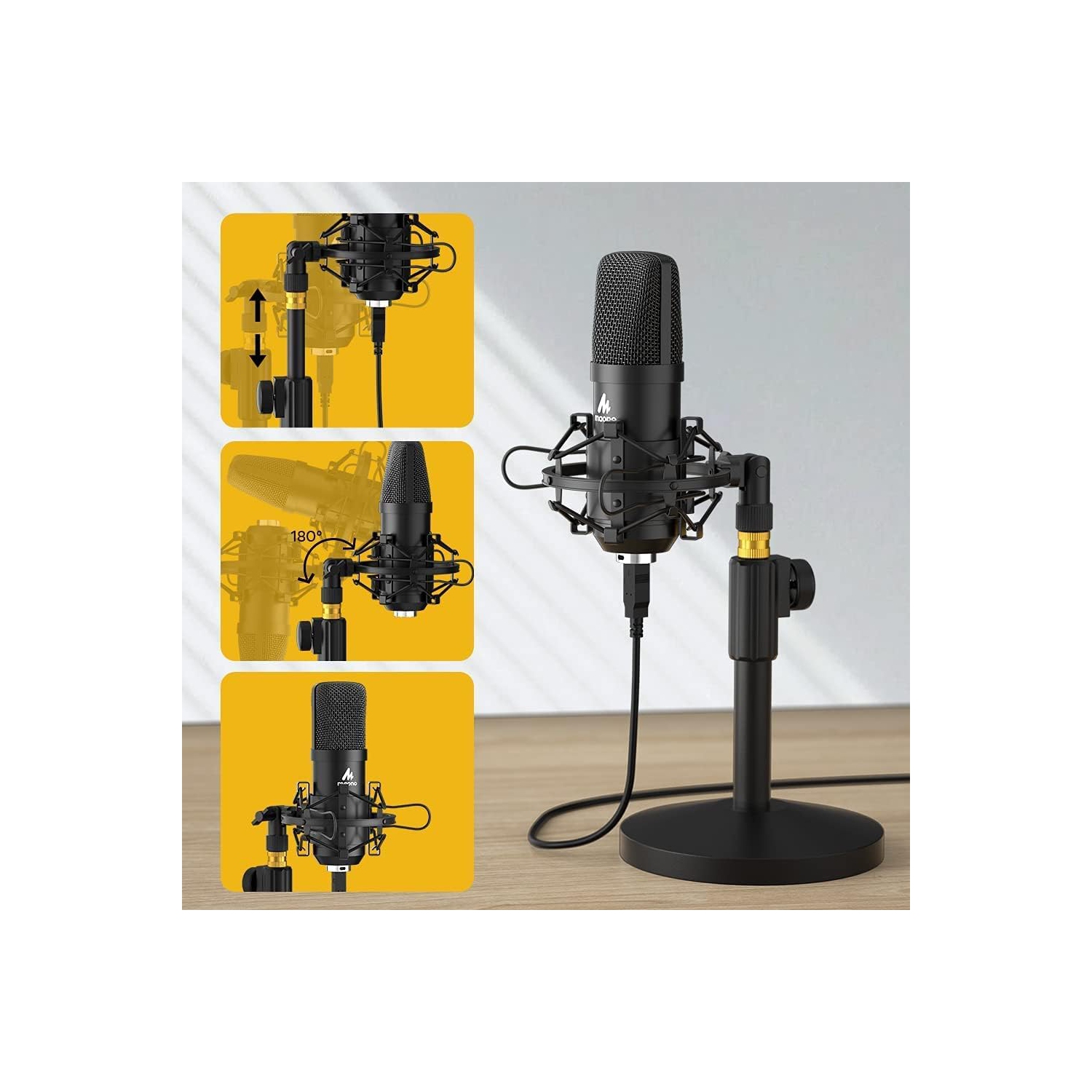 Ensemble microphone USB 192kHz/24bit au-A04T PC condensateur Podcast Streaming microphone professionnel cardioïde Plug & Play pour ordinateur,