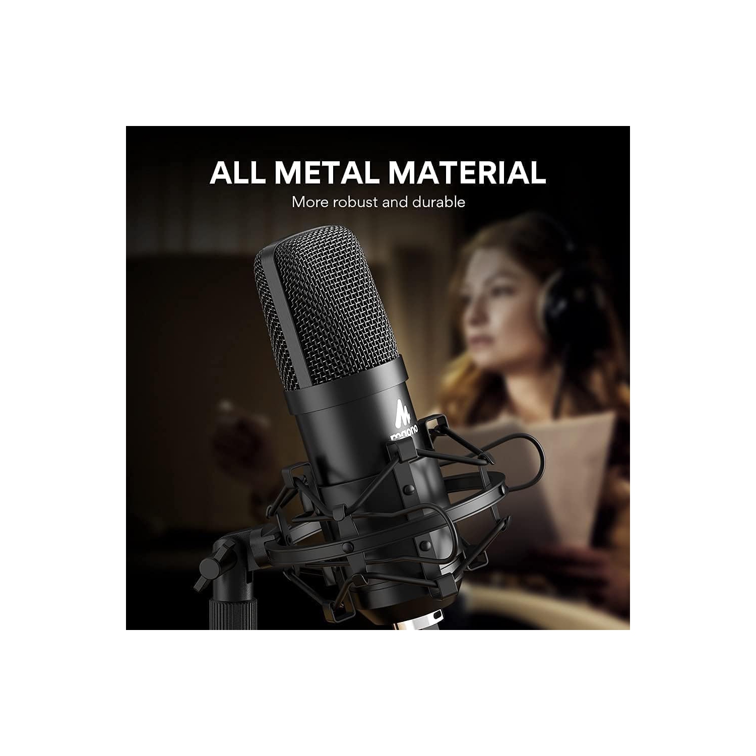 Ensemble microphone USB 192kHz/24bit au-A04T PC condensateur Podcast Streaming microphone professionnel cardioïde Plug & Play pour ordinateur,