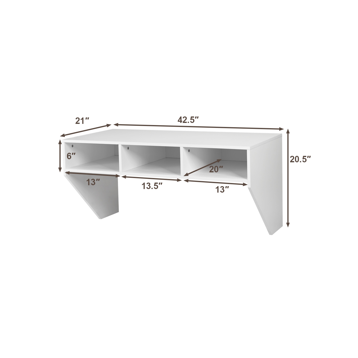 Costway Wall Mounted Floating Computer Table Desk Home Office Furni Storage Shelf White