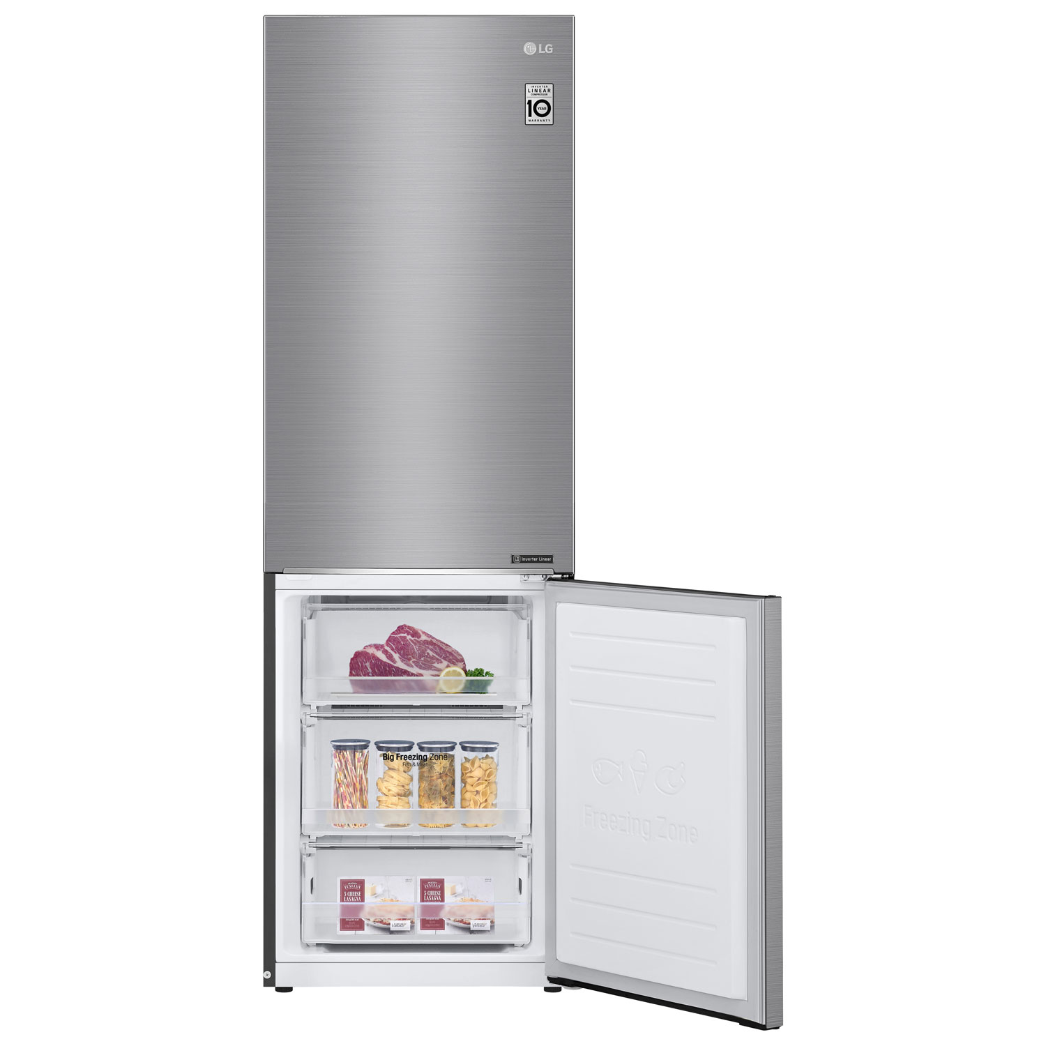 LG 24" 11.9 Cu. Ft. Counter-Depth Bottom Freezer Refrigerator - Platinum Silver