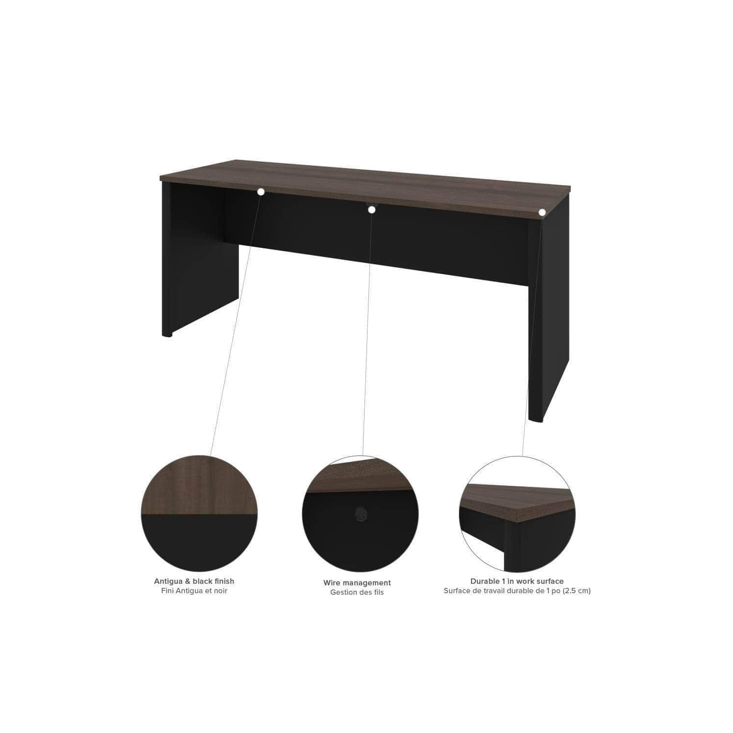 Coquille de bureau étroite connexion de Bestar - Antigua-et-noir