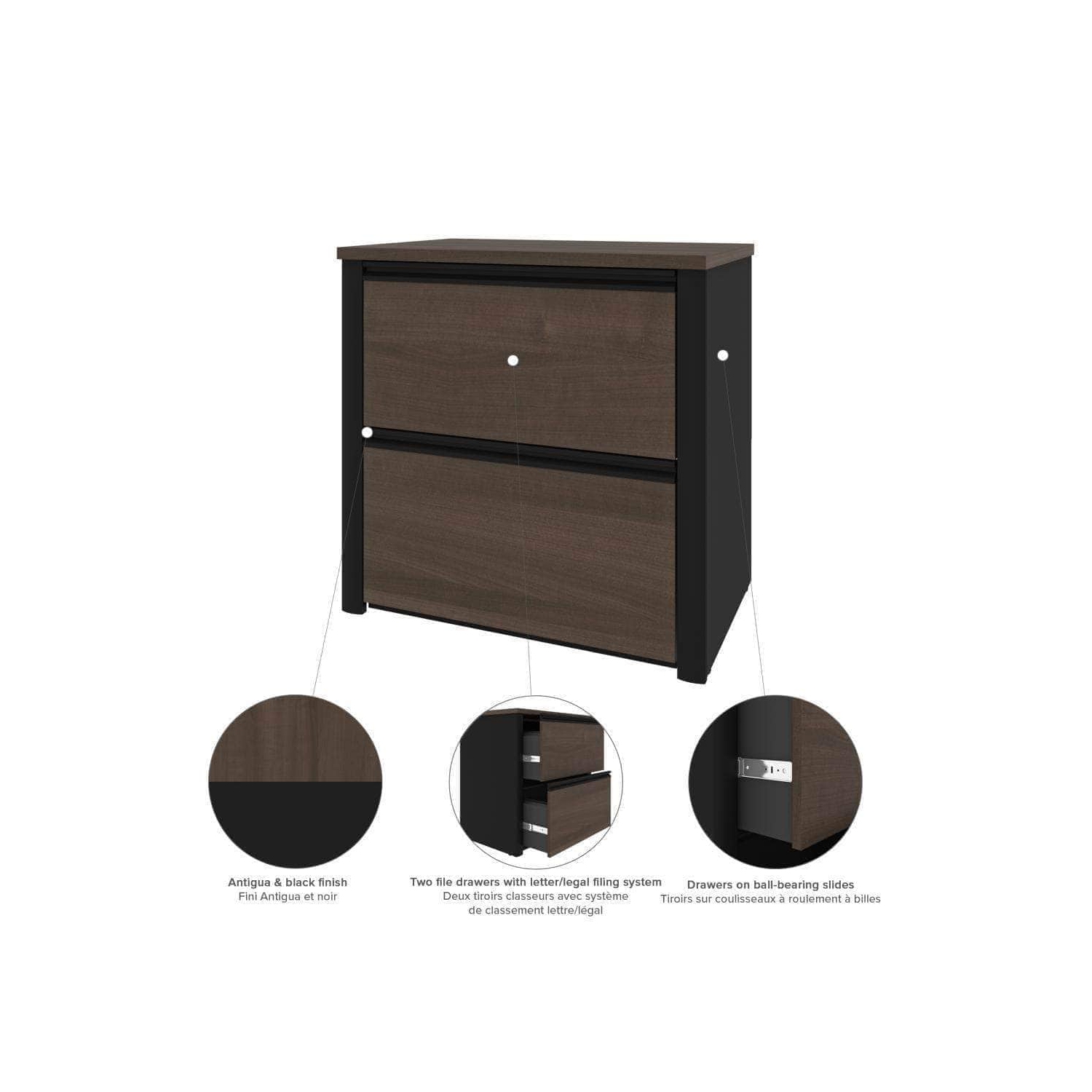 Bestar – Classeur latéral connexion 30 po - Antigua et noir
