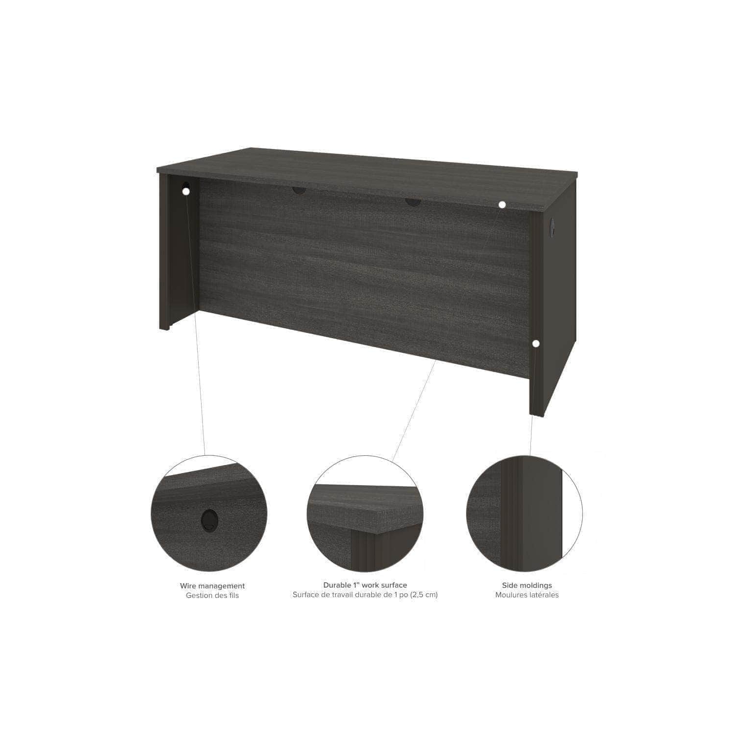 Coquille de bureau Prestige + de Bestar - Gris écorce et ardoise