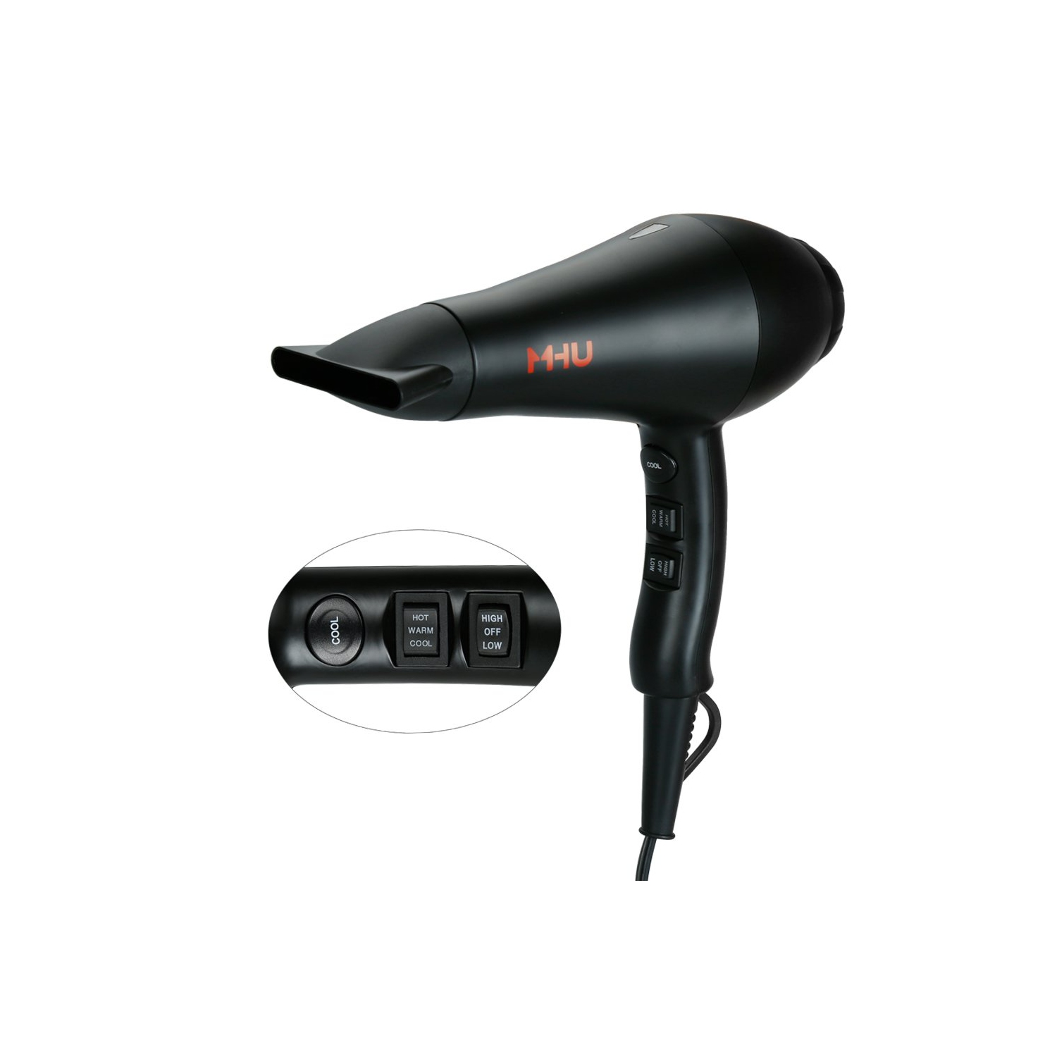 Sèche-cheveux rapide 1875 W céramique ionique 2 vitesses/3 chaleurs c.a. IR/concentrateur/diffuseur