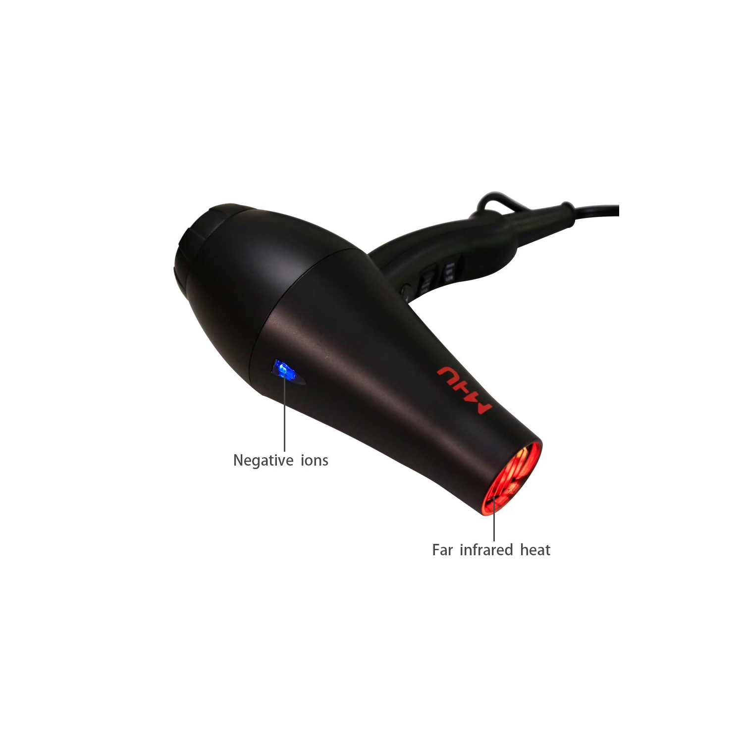 Sèche-cheveux rapide 1875 W céramique ionique 2 vitesses/3 chaleurs c.a. IR/concentrateur/diffuseur