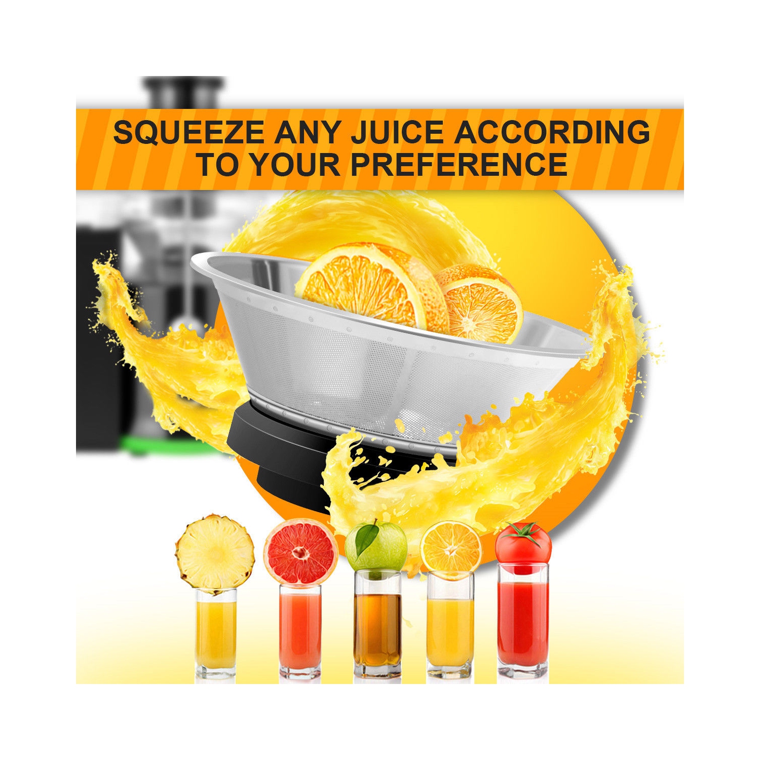 Costway Electric Juicer Wide Mouth Fruit & Vegetable Centrifugal Juice Extractor 2 Speed