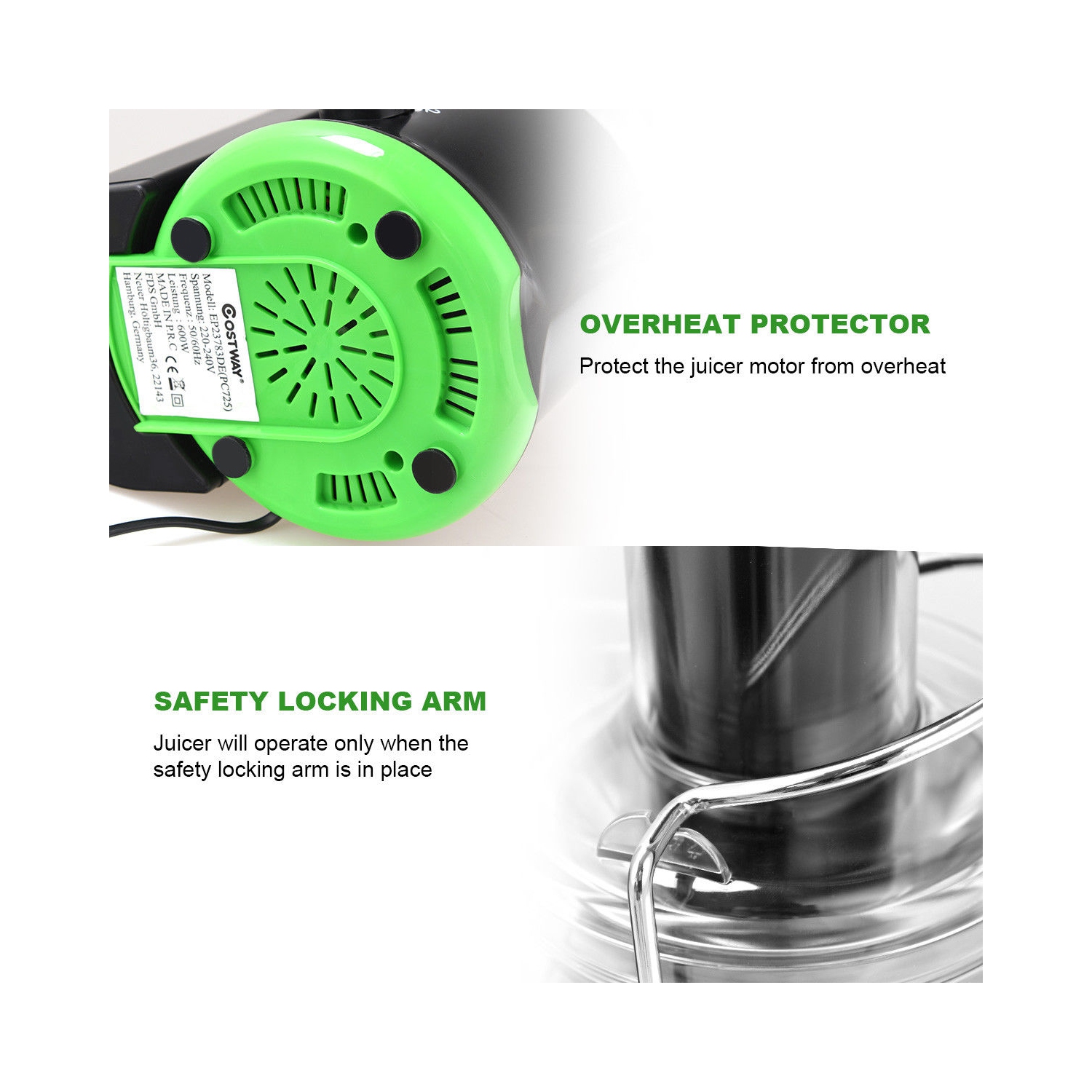 Costway Electric Juicer Wide Mouth Fruit & Vegetable Centrifugal Juice Extractor 2 Speed