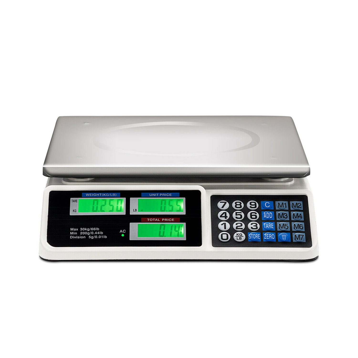 Costway 66Lbs Digital Weight Scale Price Computing Retail Count Scale Food Meat Scales