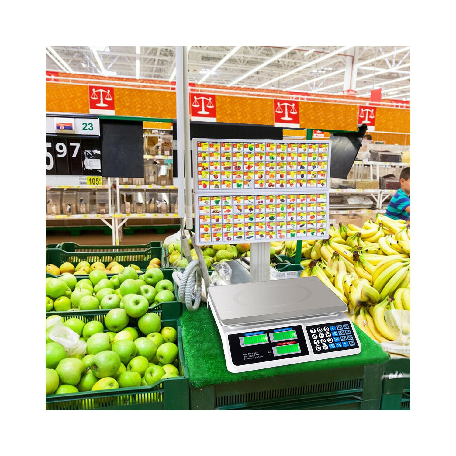 Costway 66Lbs Digital Weight Scale Price Computing Retail Count Scale Food Meat Scales