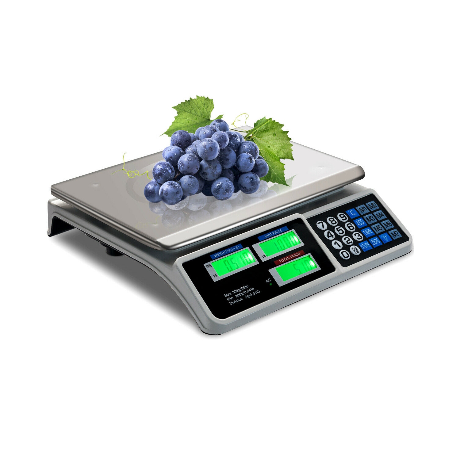 Costway 66Lbs Digital Weight Scale Price Computing Retail Count Scale Food Meat Scales