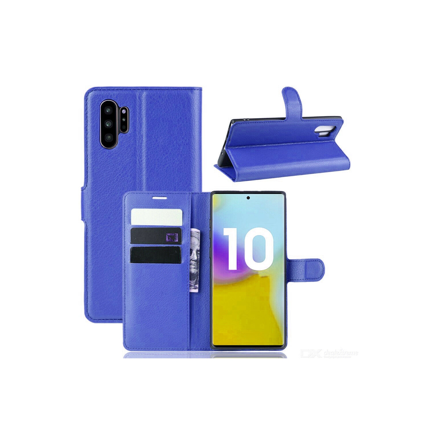[CS] Étui pour Galaxy Note 10 de Samsung, étui folio en cuir magnétique à rabat avec fente pour carte, bleu marine