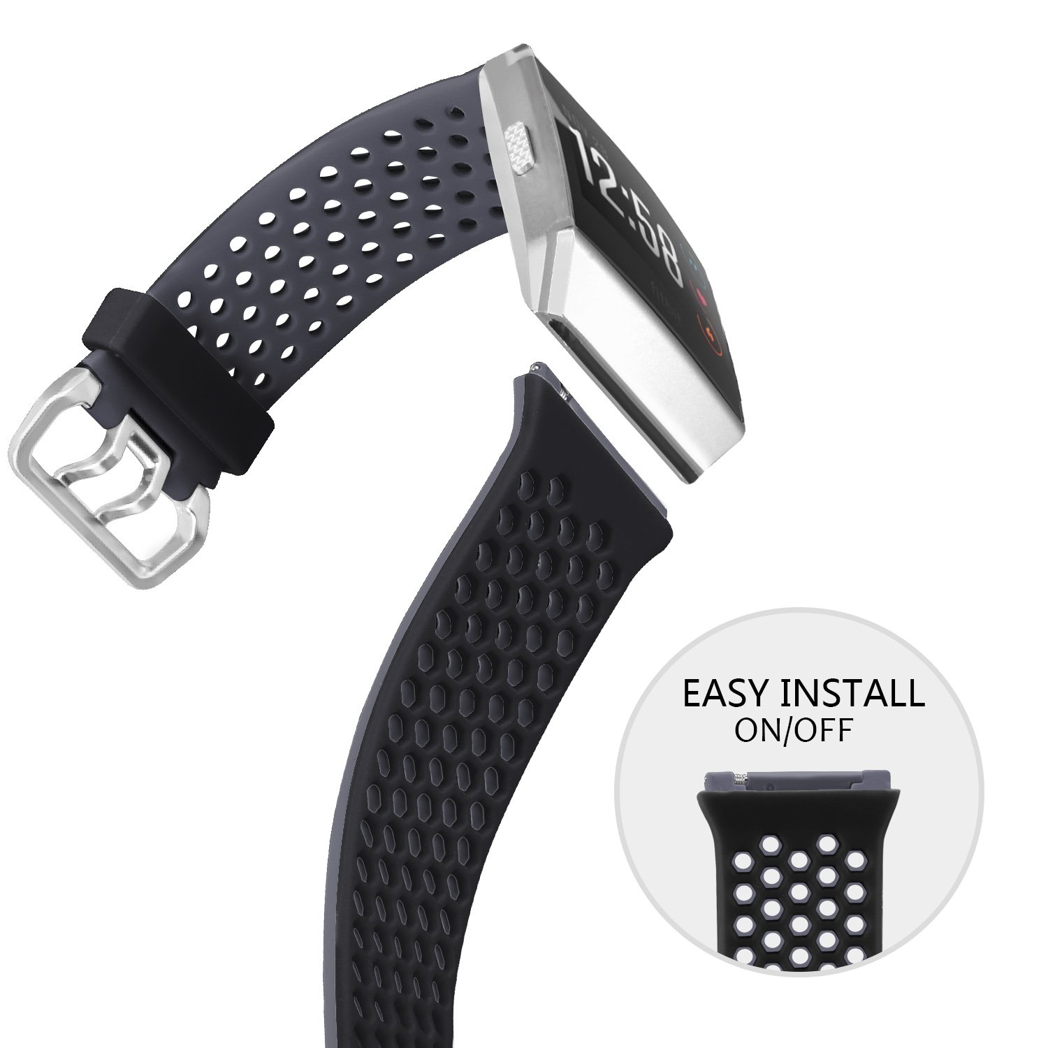 Fitbit Ionic Band, Replacement Sport Soft Silicone Breathable Starp Accesory Wristband