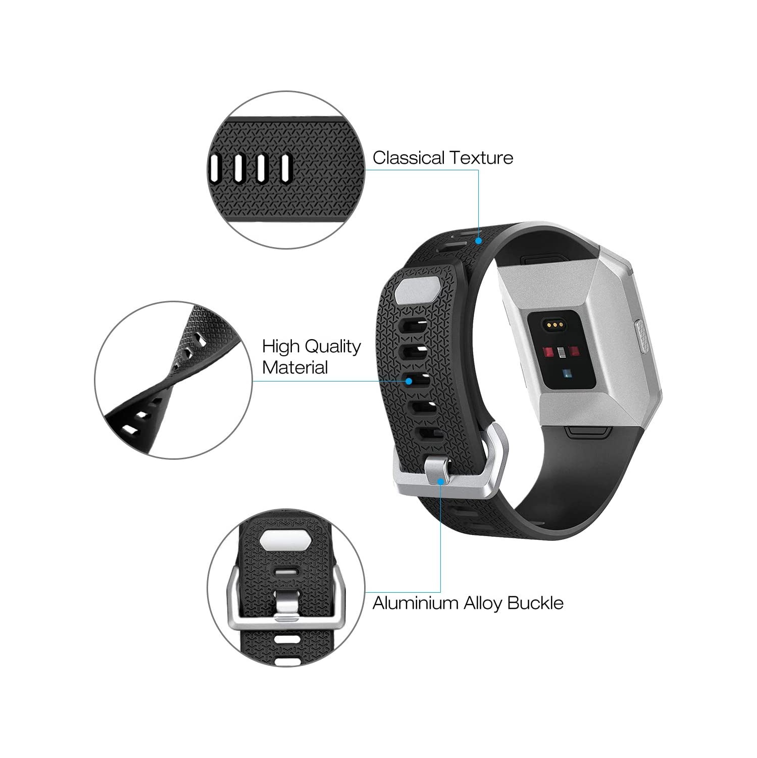 navor Fitbit Ionic Bands Women Men Large, Replacement Strap Sport Accessory Wristband Original Design for Fitbit Ionic Smart Watch