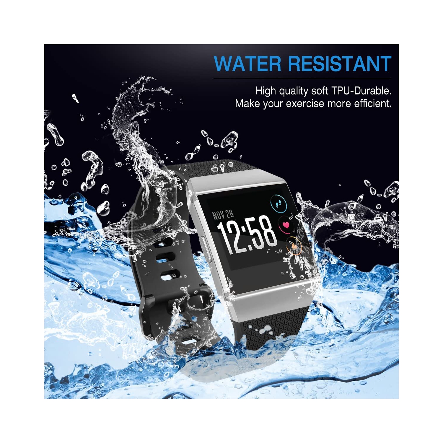 navor Fitbit Ionic Bands Women Men Large, Replacement Strap Sport Accessory Wristband Original Design for Fitbit Ionic Smart Watch