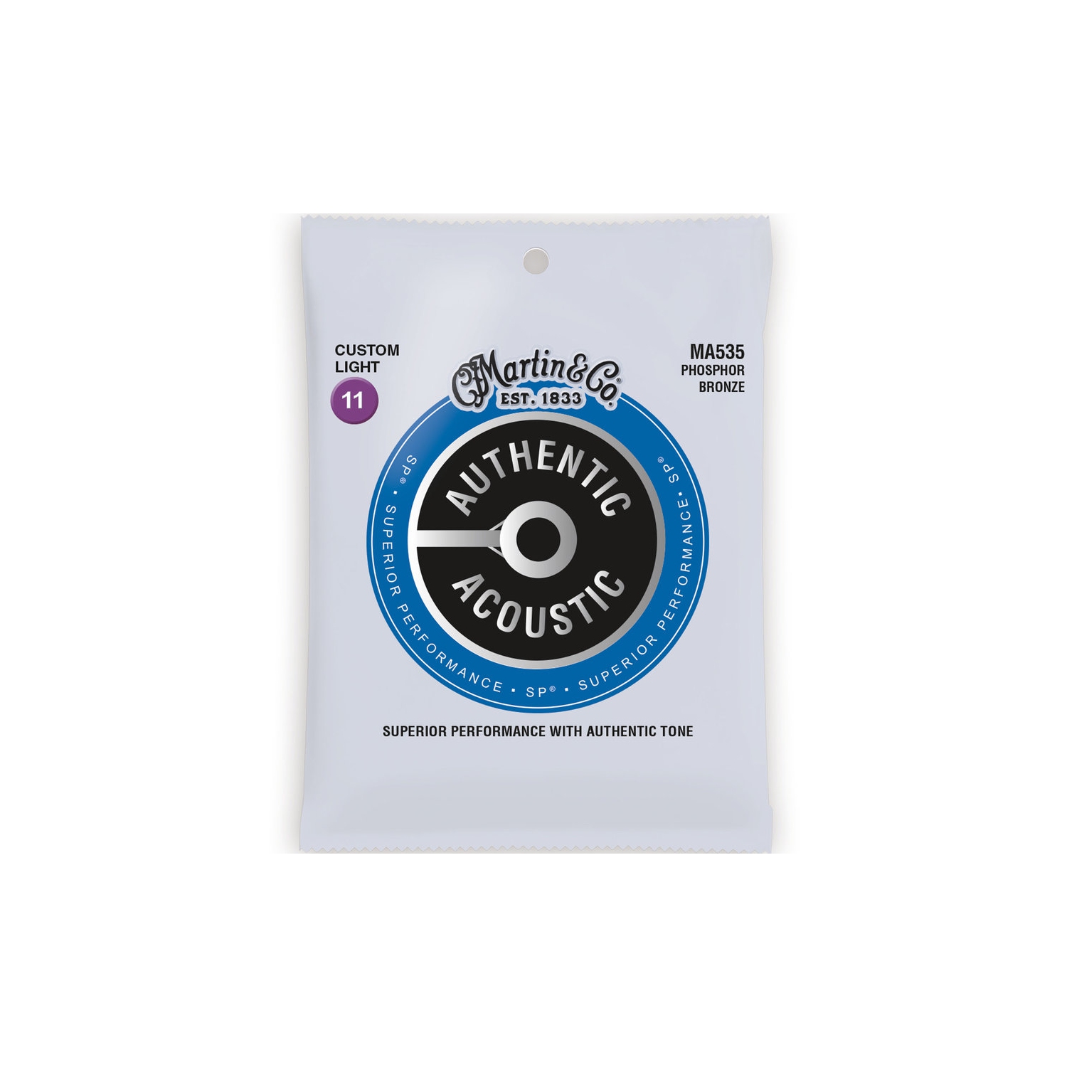 Martin Authentic SP Acoustic Guitar Strings - 92/8, Custom Light