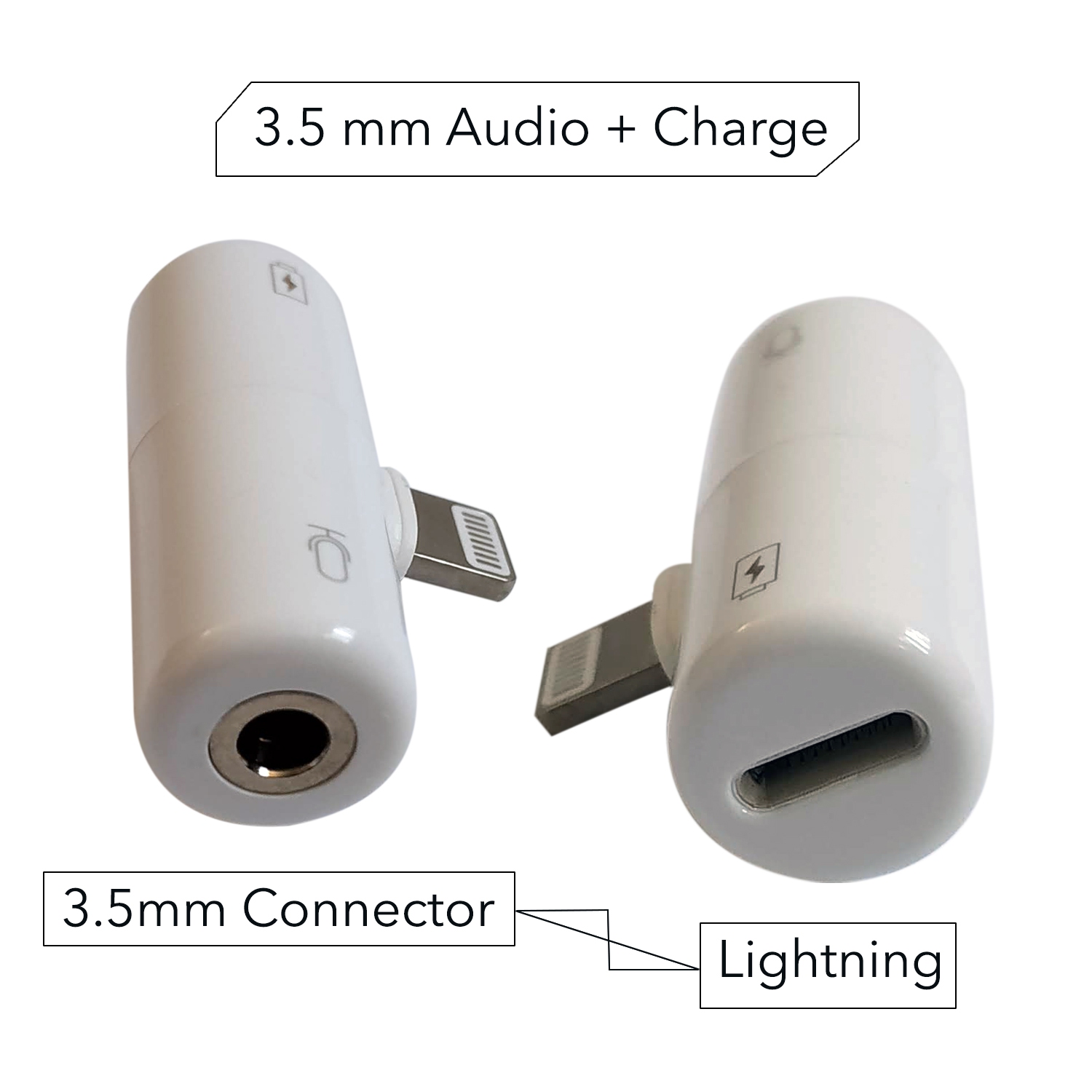 SenseiPhoto Black 3.5mm Audio + Lightning Charge 2 in 1 for iPhone Adapter Headphone Jack Converter 12 11 XR XS X 8 7 Splitter Dual AUX Dongle