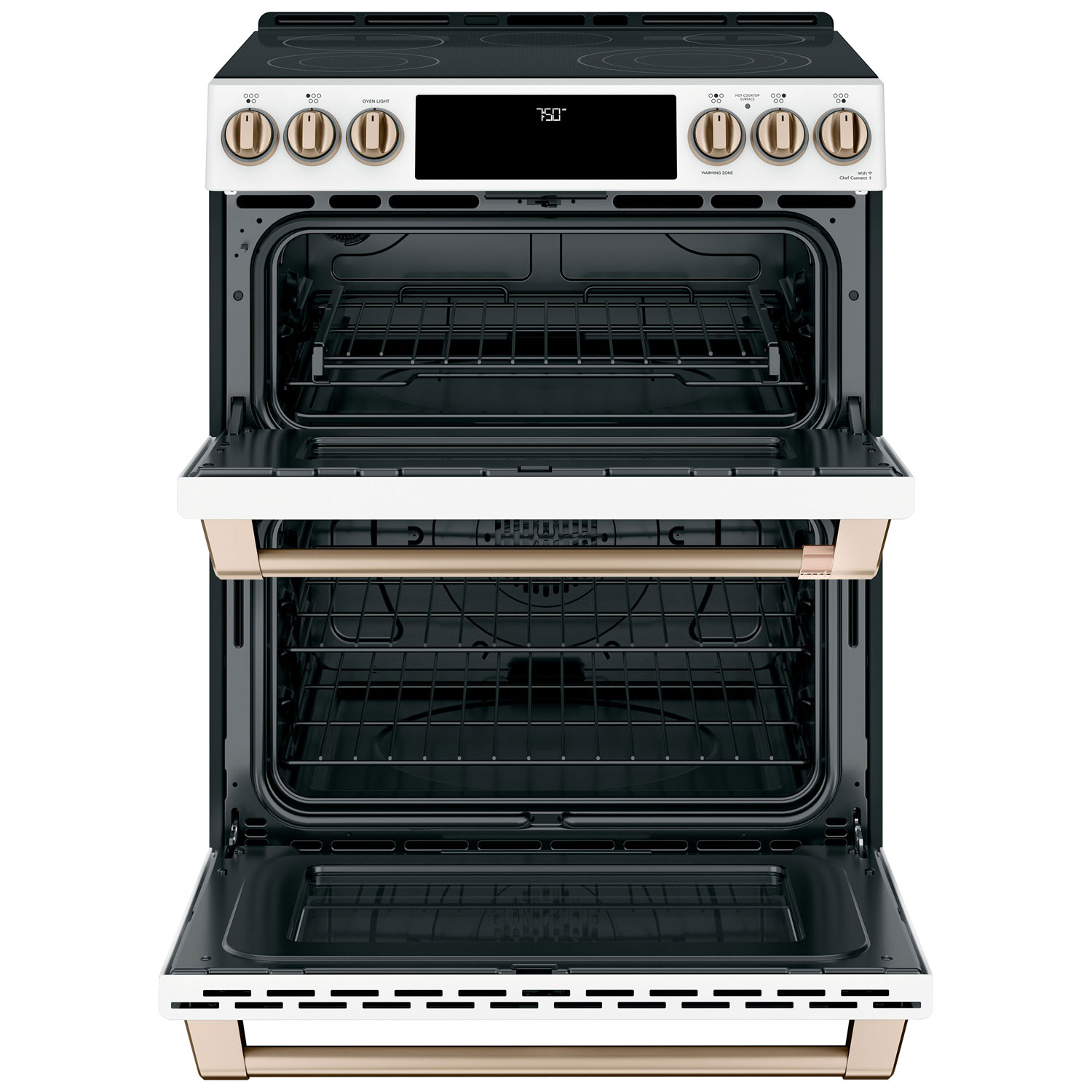 Café 30" True Convection Double Oven Slide-In Smooth Top Electric Range - Matte White