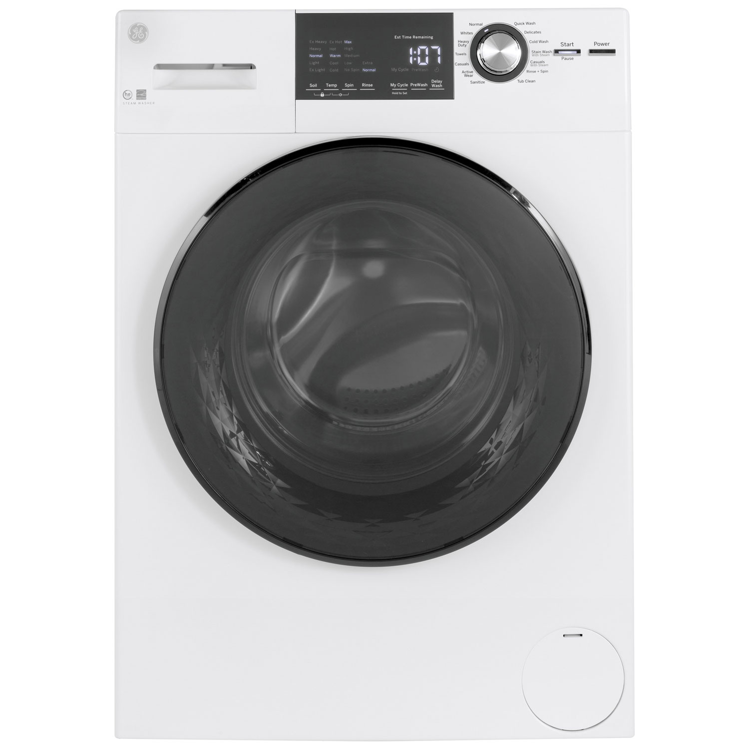 GE 2.8 Cu. Ft. Front Load Steam Washer (GFW148SSMWW) - White