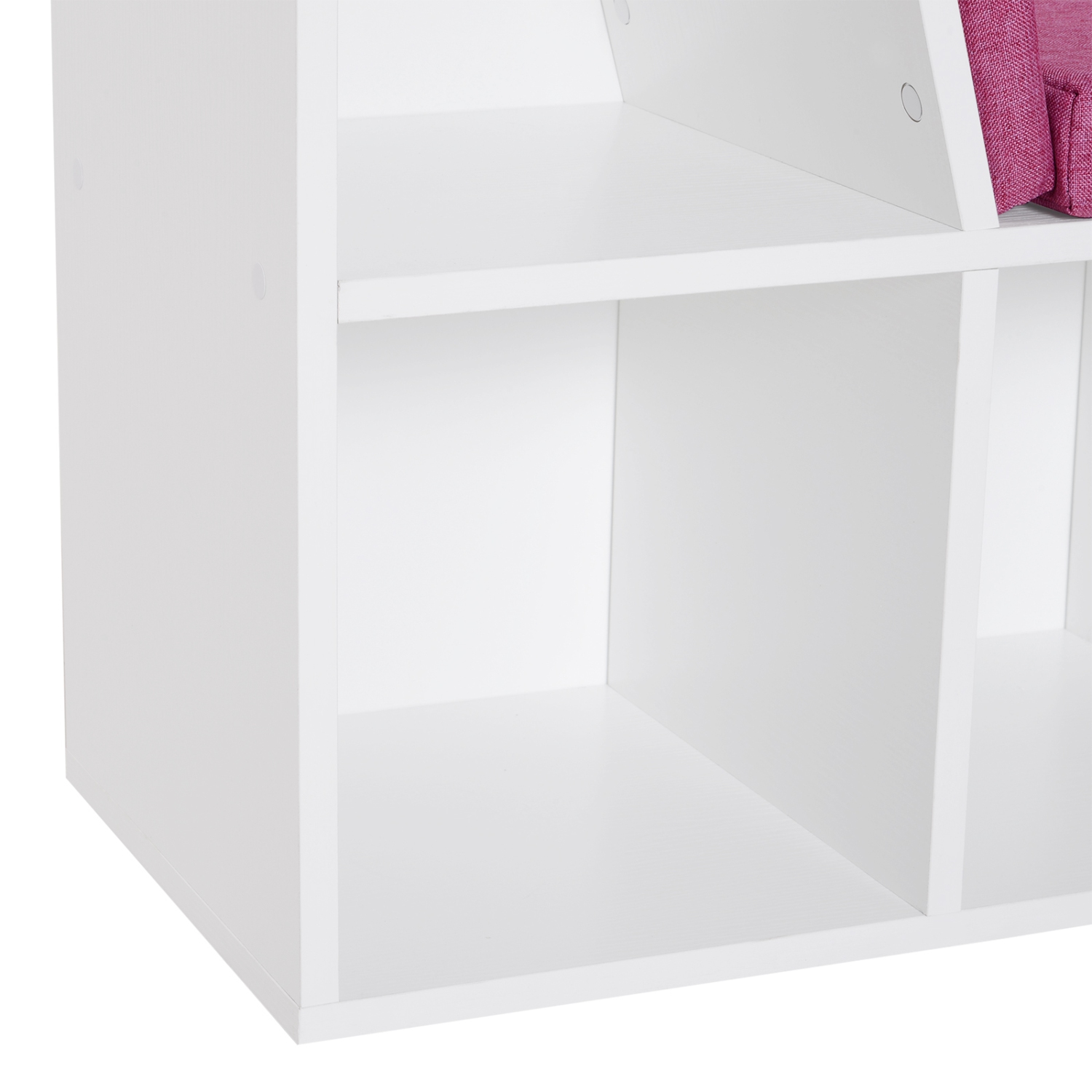 HOMCOM – Bibliothèque à 6 casiers avec coussin de siège, étagère de rangement cubique avec coin de lecture pour bureau à domicile, bureau, rose