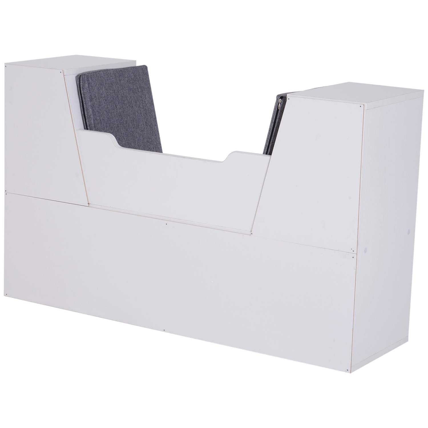 HOMCOM – Bibliothèque à 6 casiers avec coussin de siège, étagère de rangement cubique avec coin de lecture pour bureau à domicile, bureau, gris