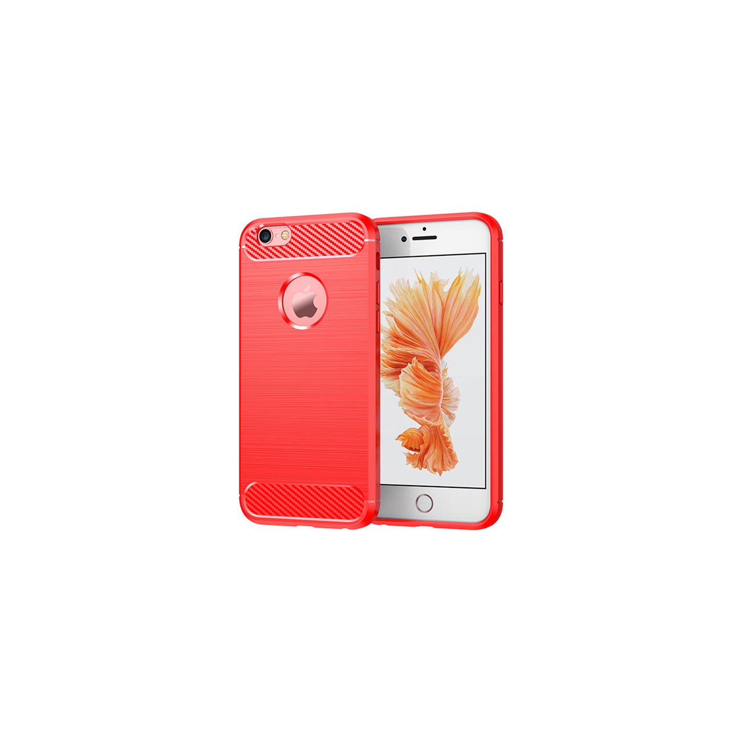 PANDACO Red Brushed Metal Case for iPhone 6 or iPhone 6S
