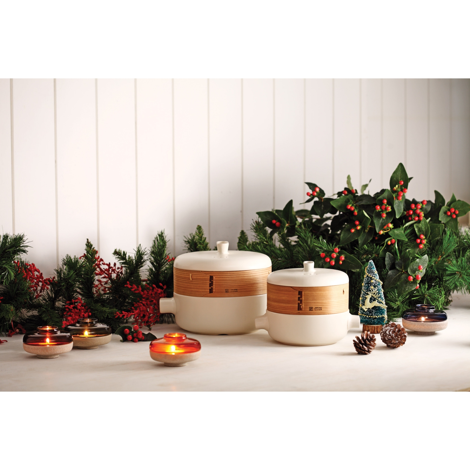 Jia Inc. Ensemble de vapeur personnel, 18cm, Pot de vapeur et 1 panier, Blanc