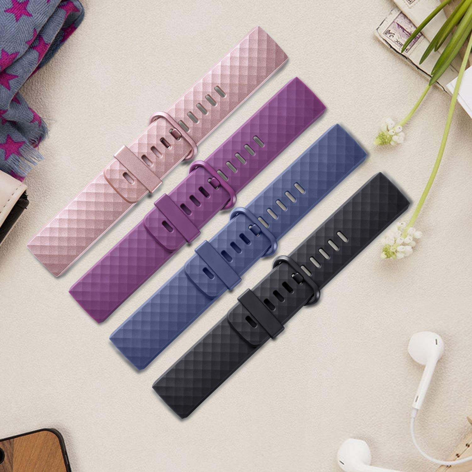 navor Soft TPU Silicone Replacement Sport Band Fitness Strap Compatible for Fitbit Charge 3 /Charge 4 / SE Women Men