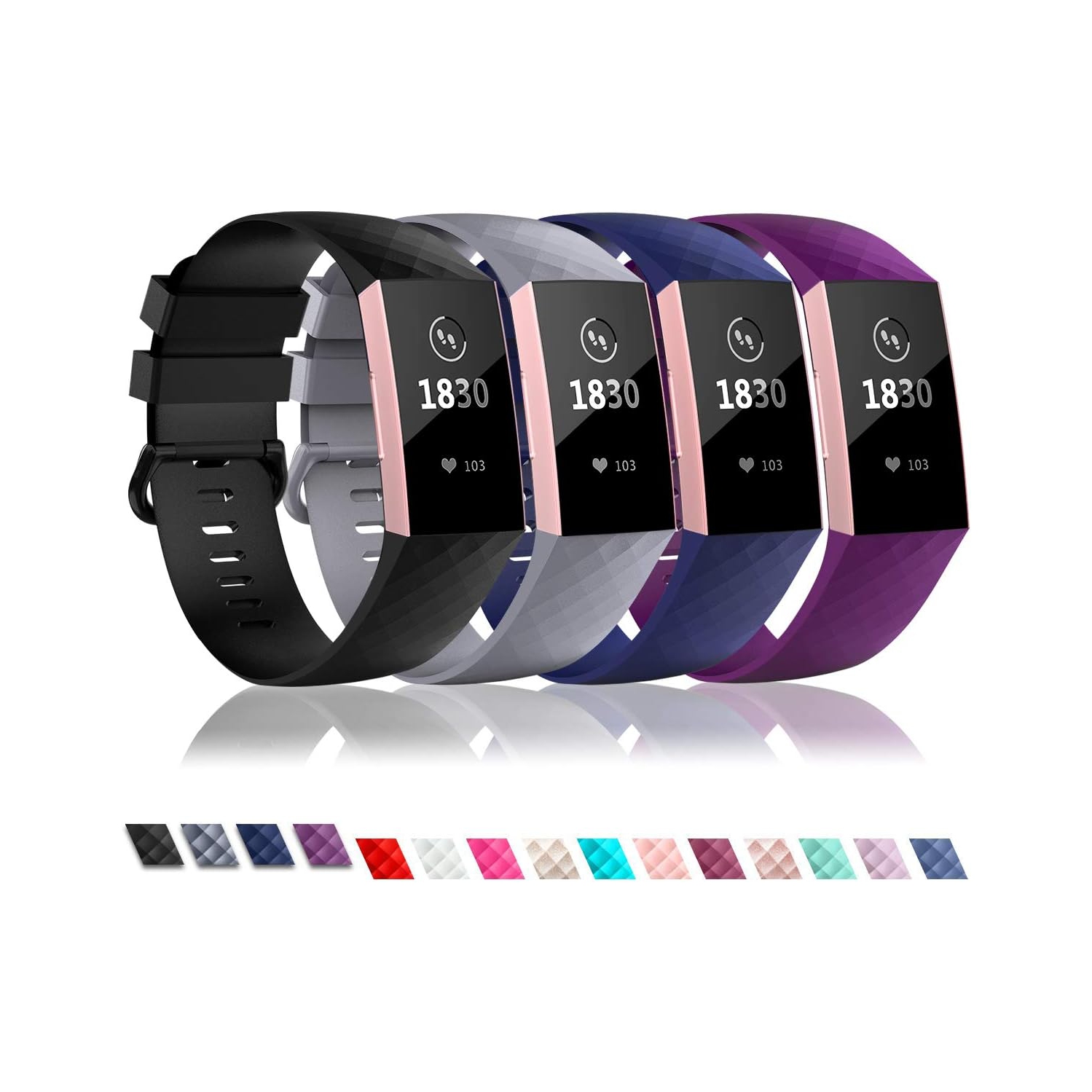 Fitbit Charge 3,Classic & Special Edition Replacement Fitness Sport Wristband Compatible for Charge 3 and Charge 3 SE, Large