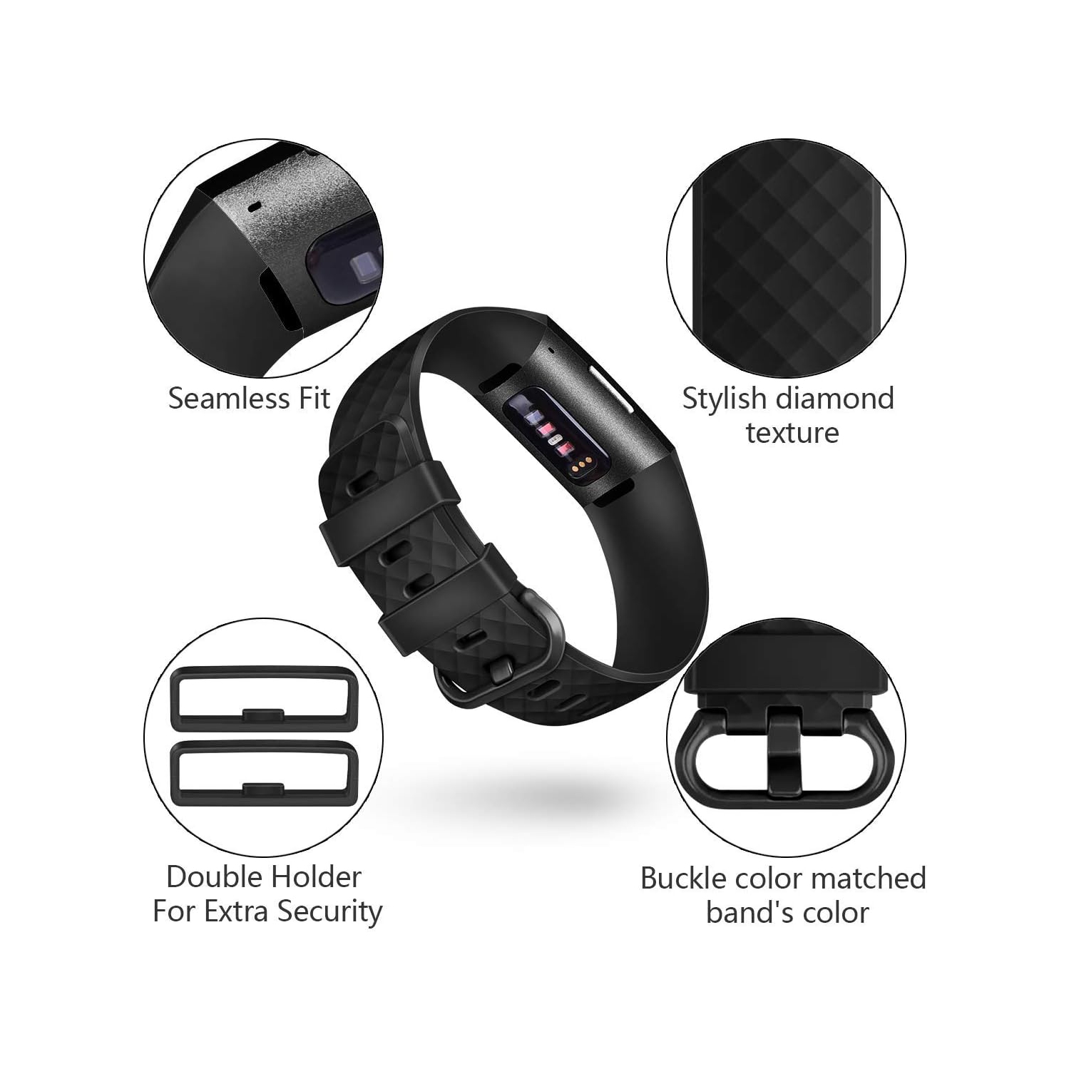 Fitbit Charge 3,Classic & Special Edition Replacement Fitness Sport Wristband Compatible for Charge 3 and Charge 3 SE, Large