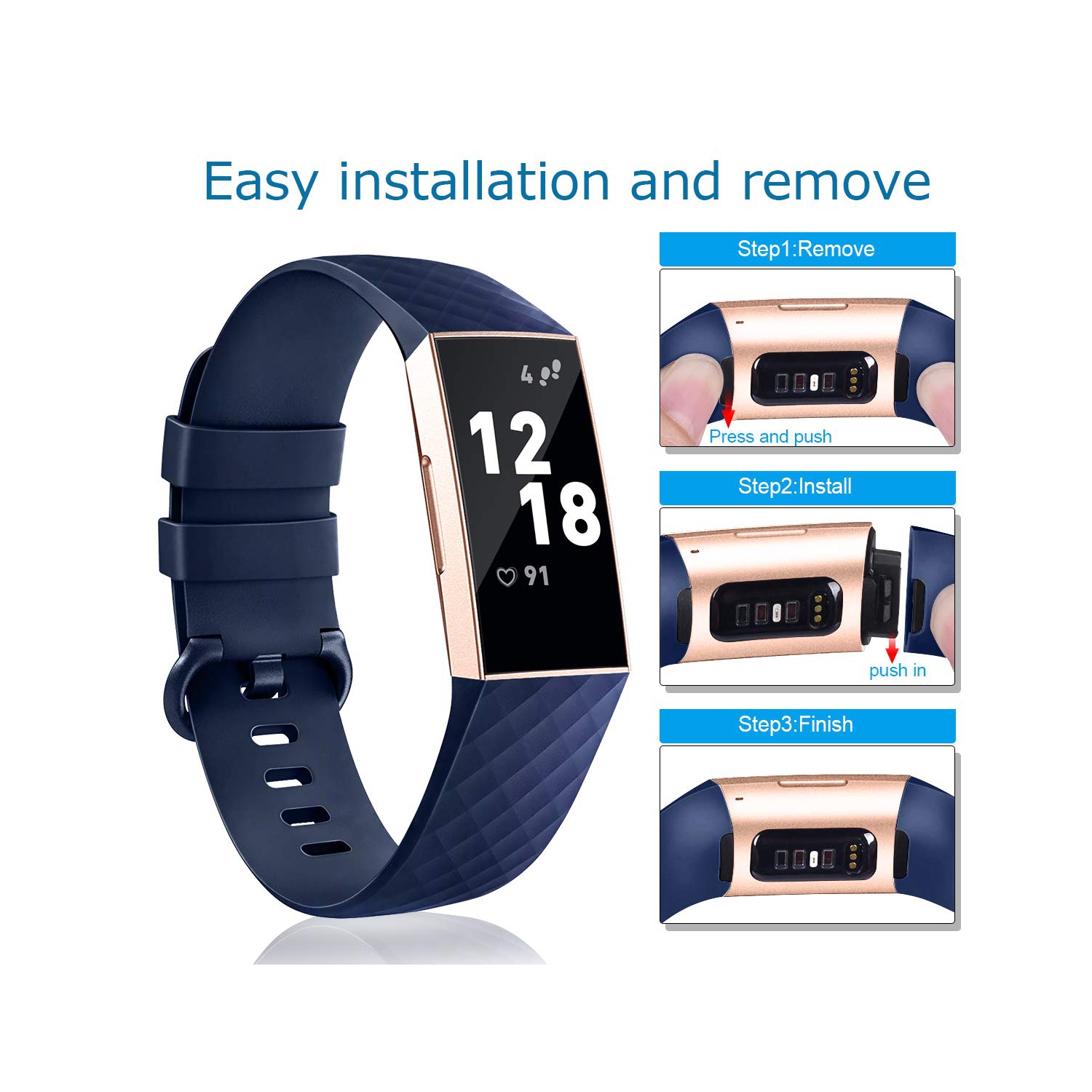 Bracelet charge 3/se de Fitbit, bracelet sport classique et édition spéciale (PAQUET de 3)