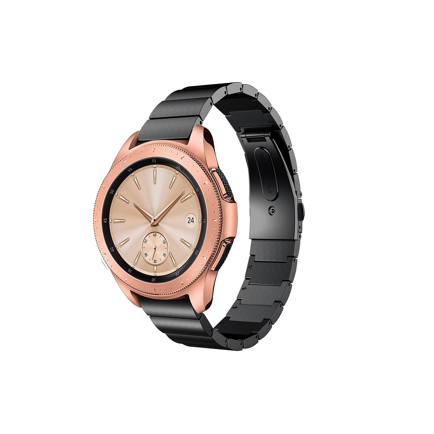 StrapsCo Bracelet Watch Band Compatible with Samsung Galaxy Watch, Galaxy Watch Active, Gear S3 & Gear Live - 20mm - Black