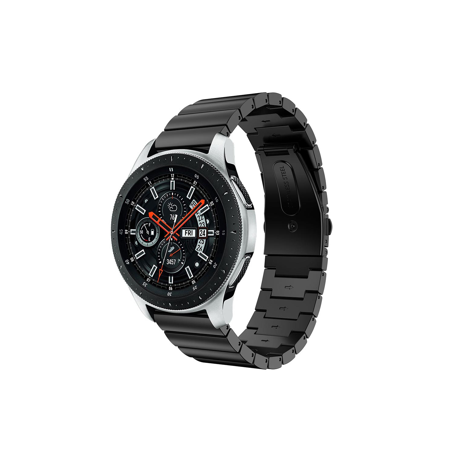 StrapsCo Bracelet Watch Band Compatible with Samsung Galaxy Watch, Galaxy Watch Active, Gear S3 & Gear Live - 22mm - Black
